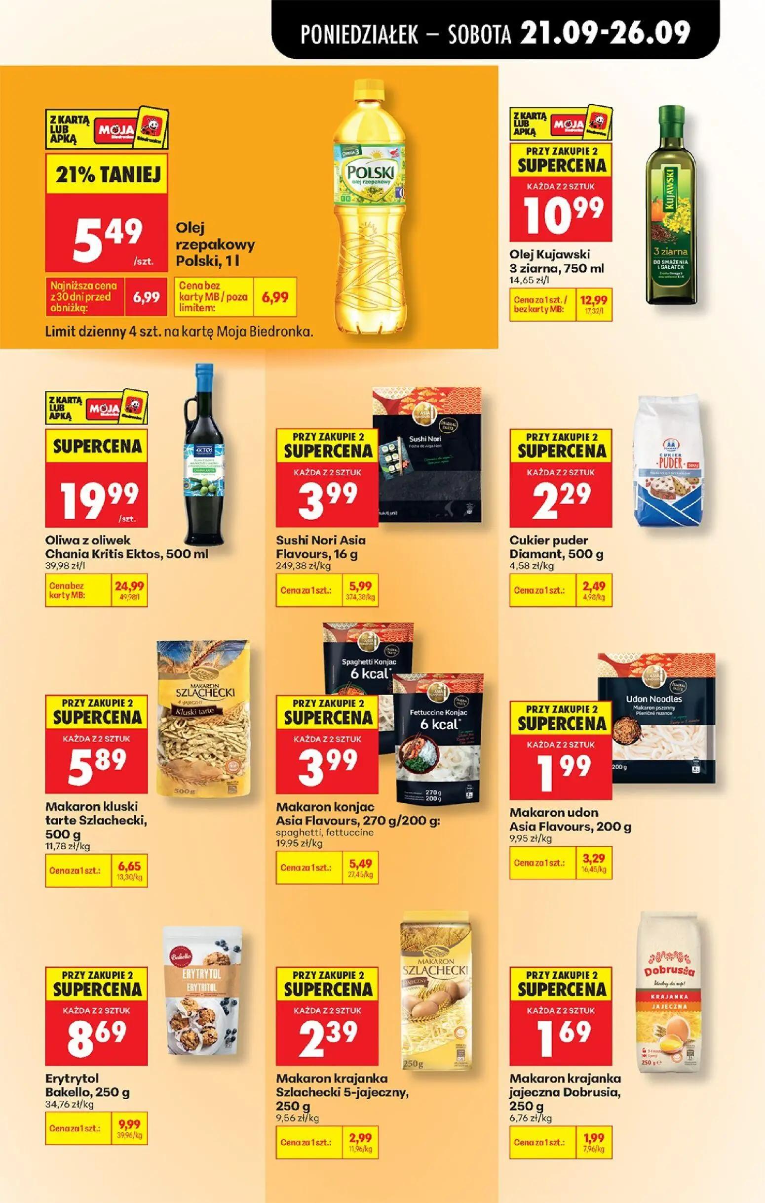 Biedronka gazetka, strona 67 z 101 — Oliwa z oliwek Chania Kritis Ektos, Olej Kujawski 3 ziarna, Sushi Nori Asia Flavours