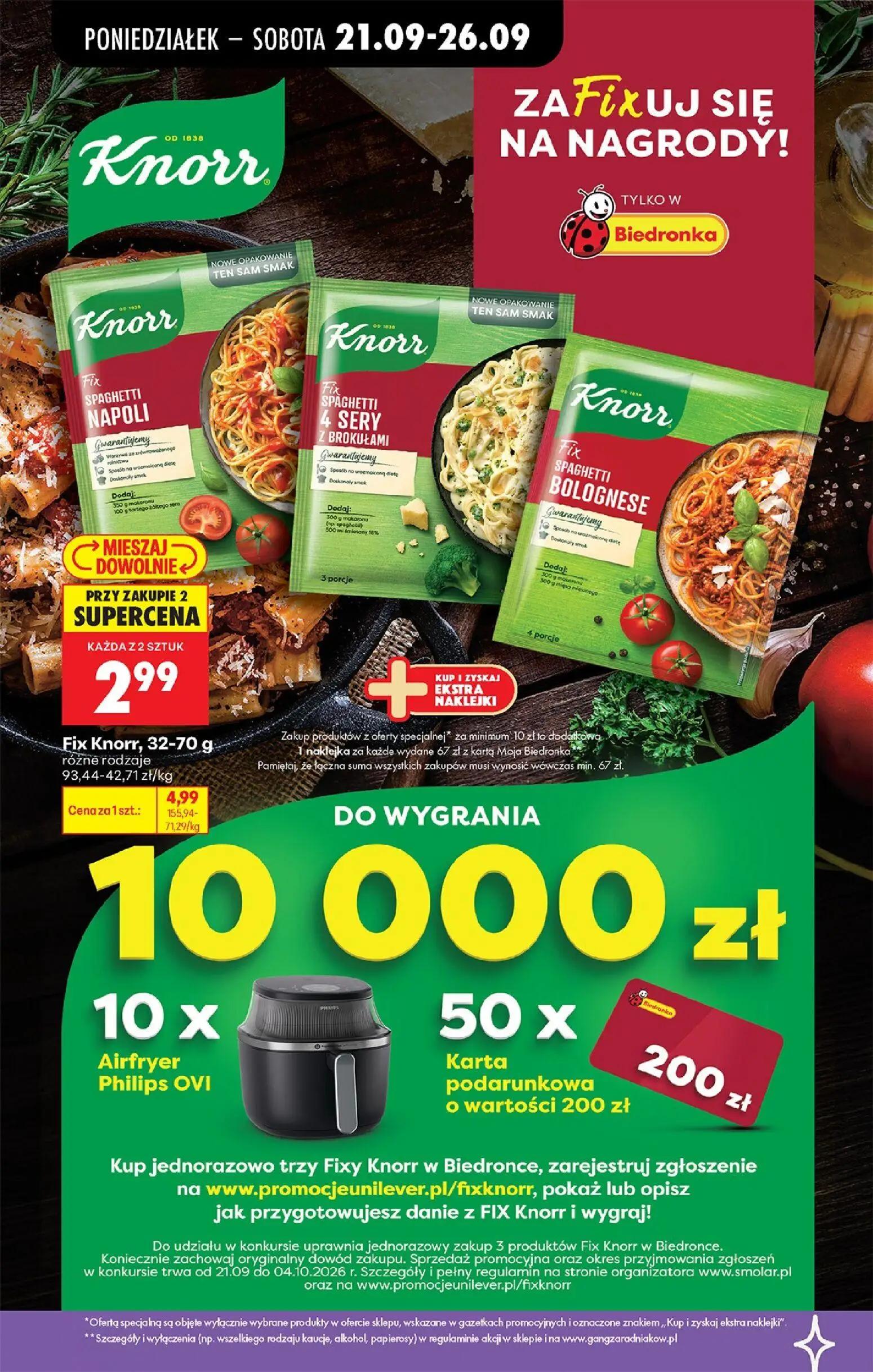 Biedronka gazetka, strona 69 z 101 — Fix Knorr Spaghetti Napoli, Fix Knorr Spaghetti 4 Sery z Brokułami, Fix Knorr Spaghetti…