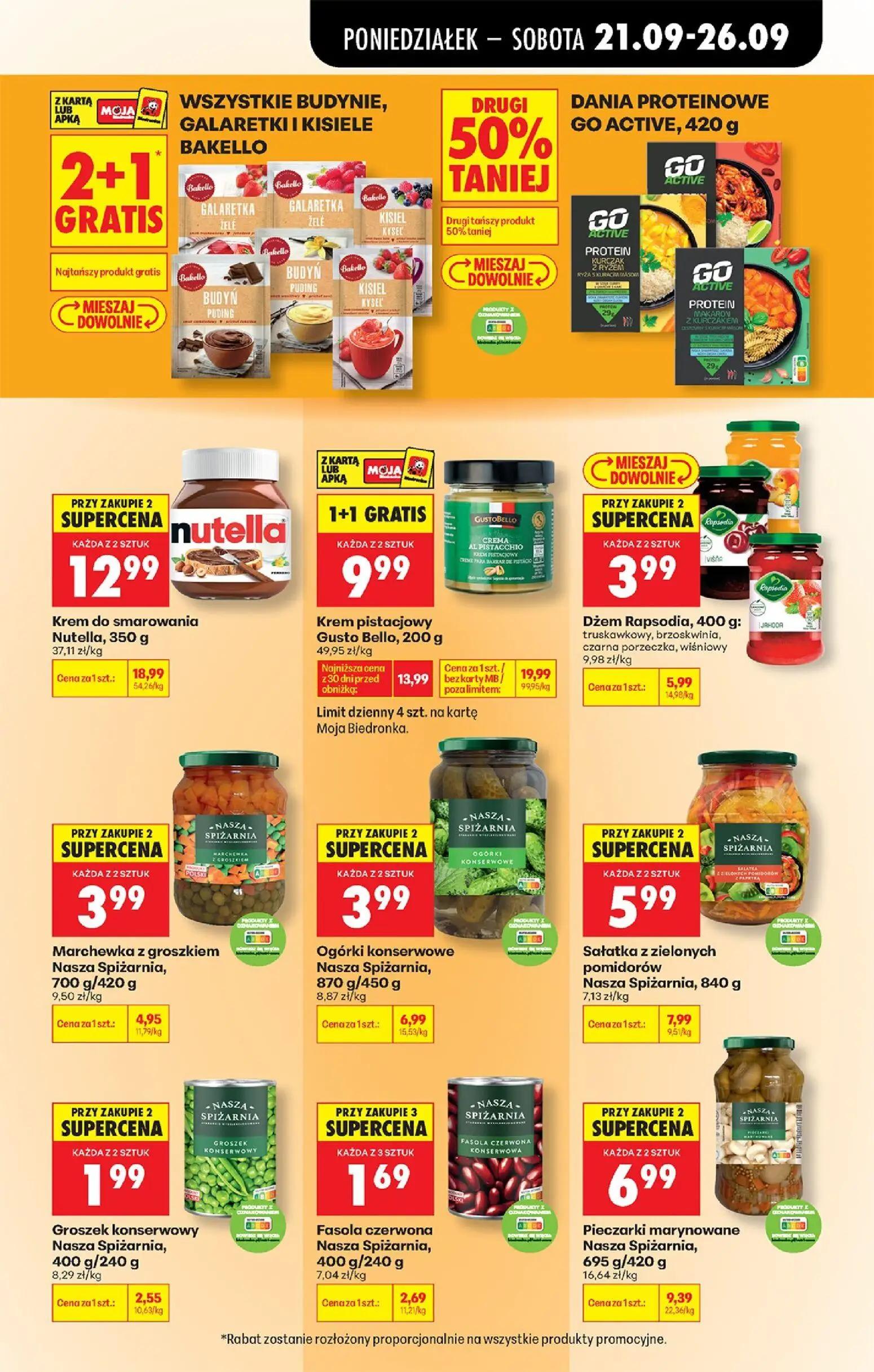 Biedronka gazetka, strona 71 z 101 — Krem pistacjowy Gusto Bello, Krem do smarowania Nutella, Ogórki konserwowe Nasza Spiżar…
