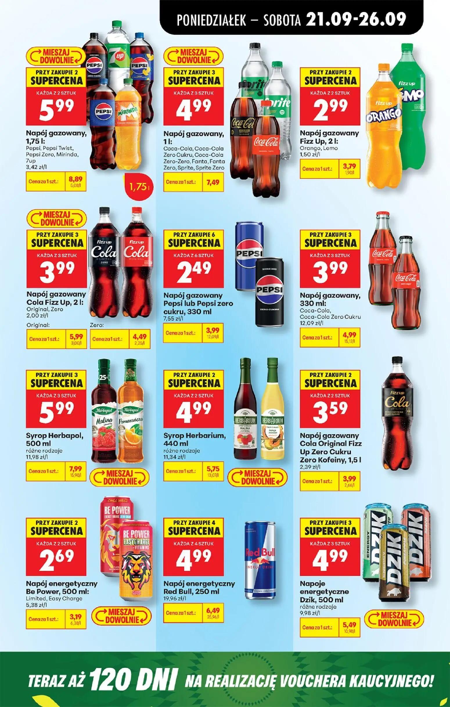 Biedronka gazetka, strona 79 z 101 — Napój gazowany Pepsi, Pepsi Twist, Pepsi Zero, Mirinda, 7up, Napój gazowany Coca-Cola, …