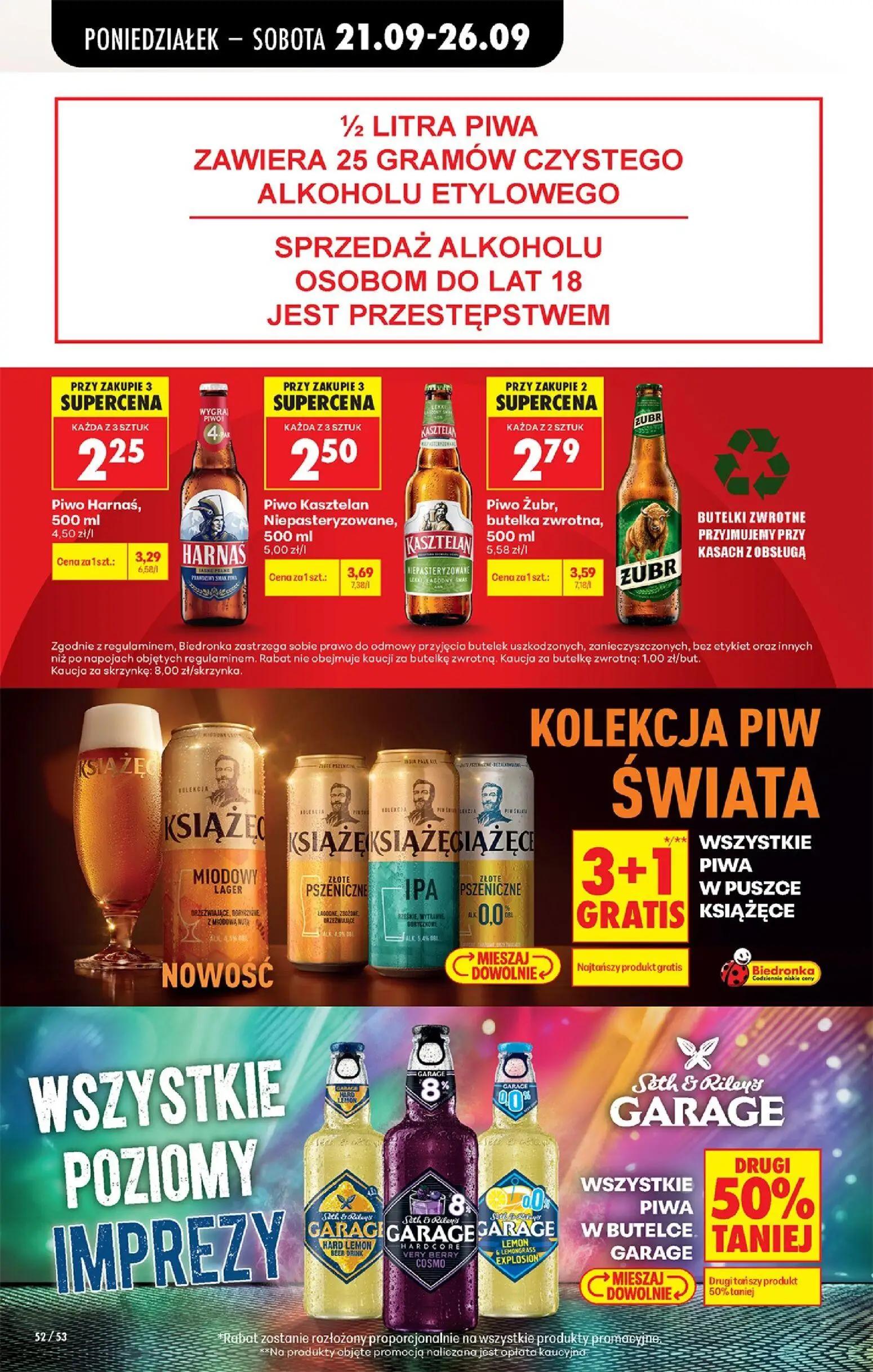 Biedronka gazetka, strona 82 z 101 — Piwo Kasztelan Niepasteryzowane, Piwo Harnaś, Piwo Żubr