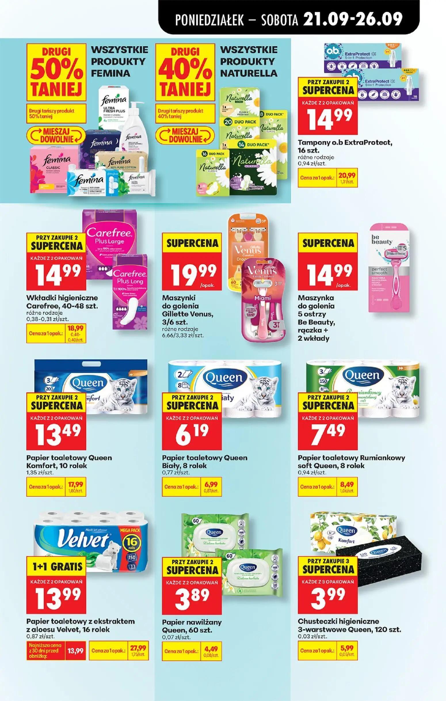 Biedronka gazetka, strona 87 z 101 — Papier toaletowy z ekstraktem z aloesu Velvet, Tampony o.b ExtraProtect, Papier toaleto…