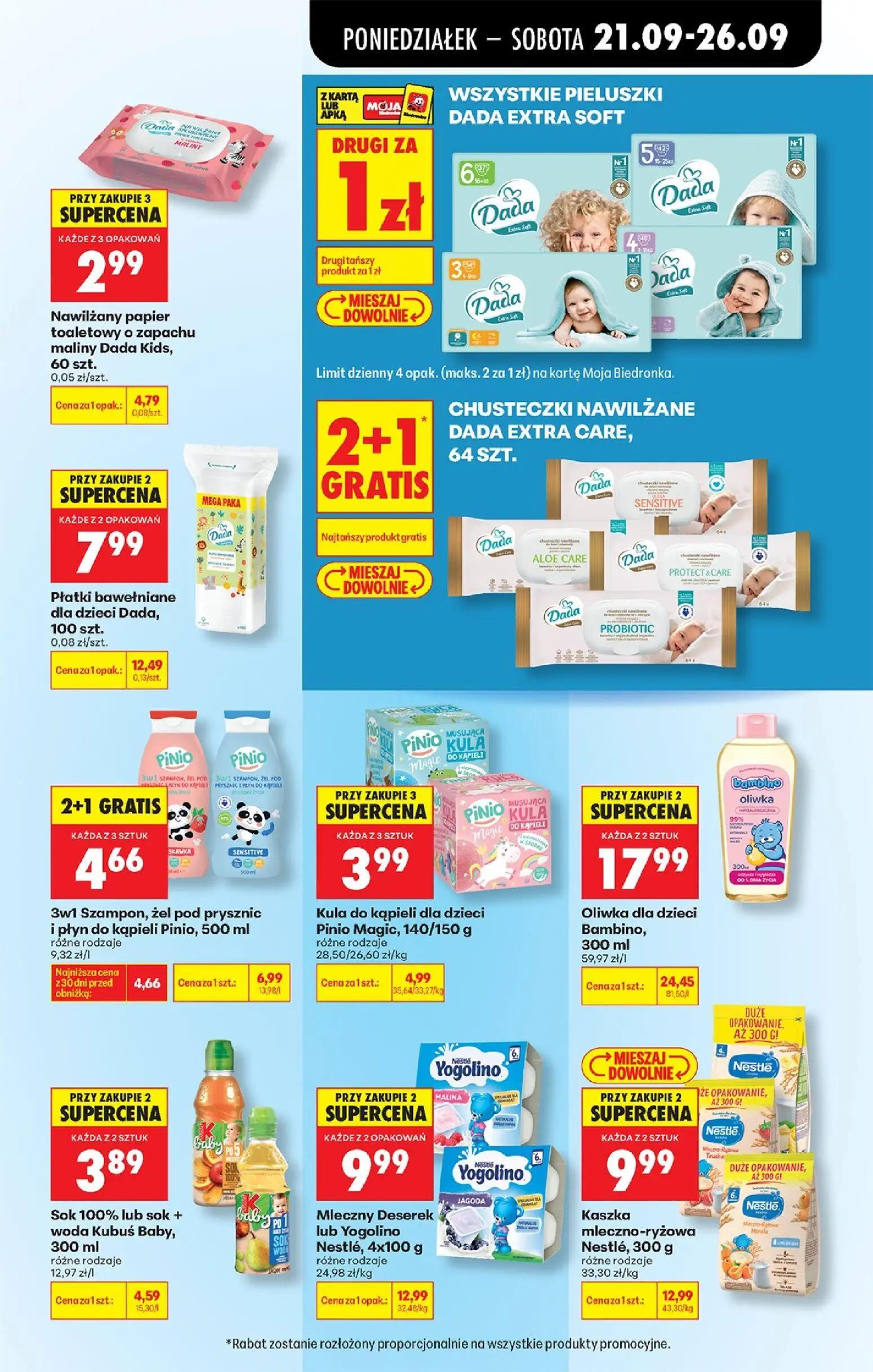 Biedronka gazetka, strona 91 z 101 — Oliwka dla dzieci Bambino, 300 ml, Płatki bawełniane dla dzieci Dada, 100 szt., Mleczny…