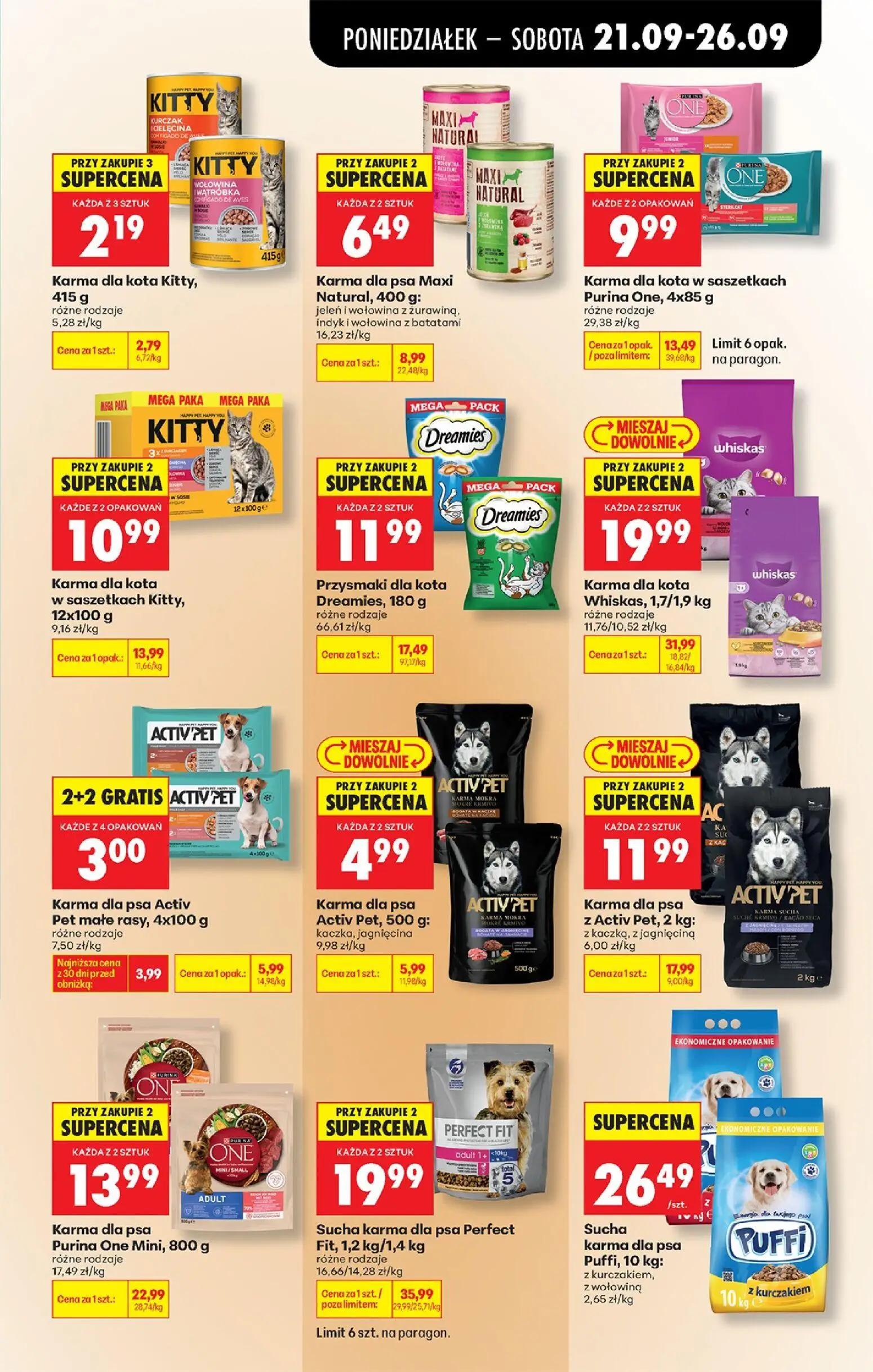 Biedronka gazetka, strona 95 z 101 — Sucha karma dla psa Perfect Fit,, Karma dla kota Whiskas,, Karma dla psa Purina One Min…