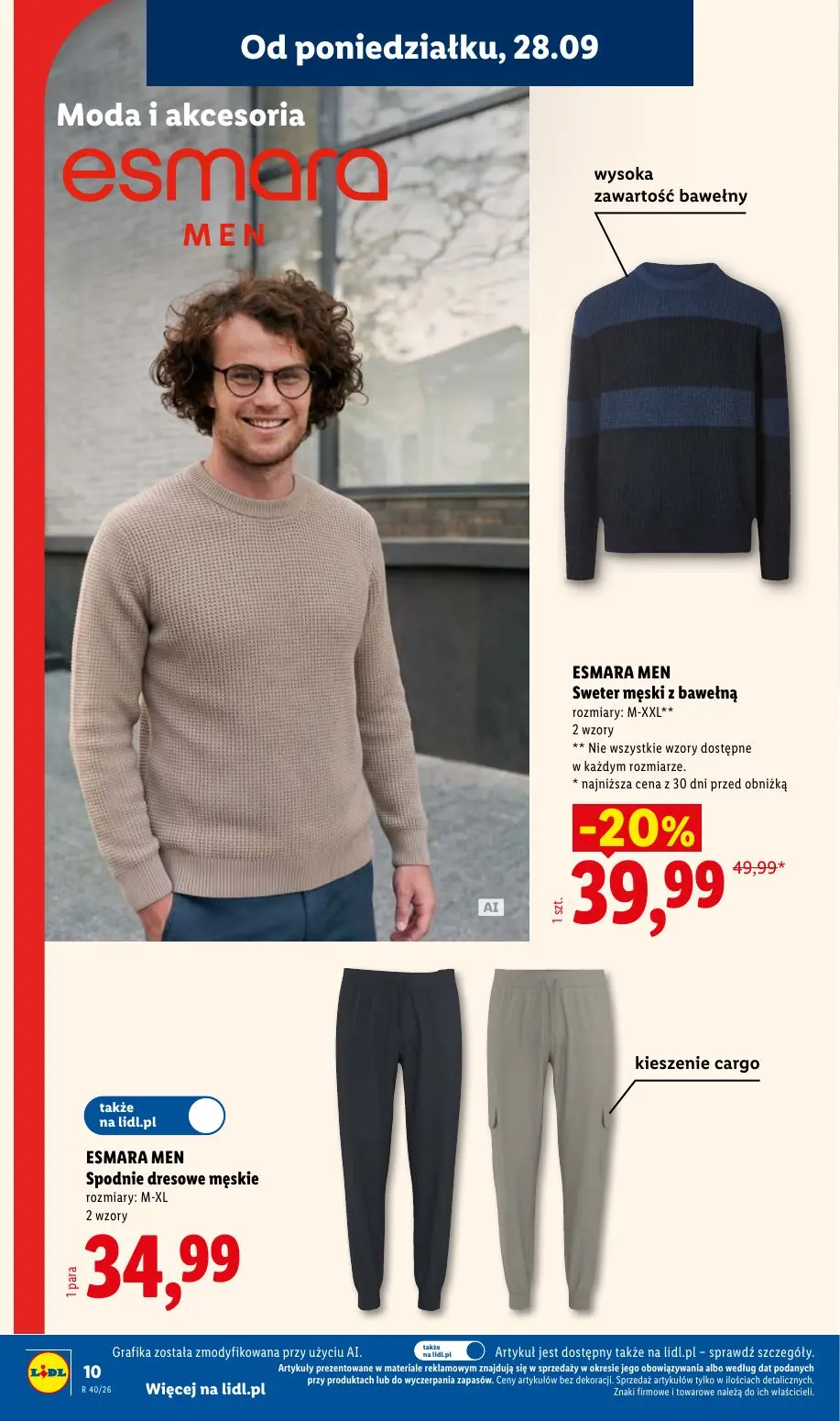 Lidl gazetka, strona 14 z 58 — ESMARA MEN Sweter męski z bawełną, ESMARA MEN Spodnie dresowe męskie