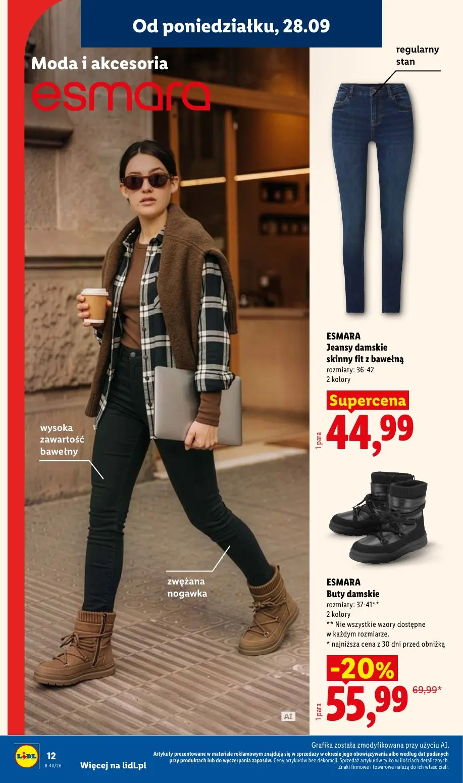 Lidl gazetka, strona 16 z 58 — Buty damskie, Jeansy damskie skinny fit z bawełną