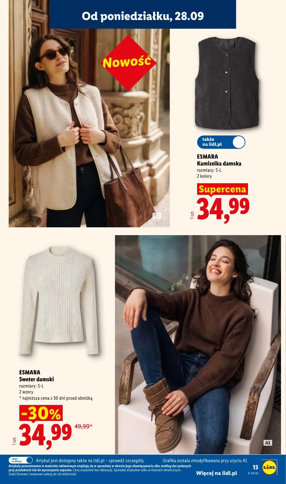 Lidl gazetka, strona 17 z 58 — ESMARA Sweter damski, ESMARA Kamizelka damska