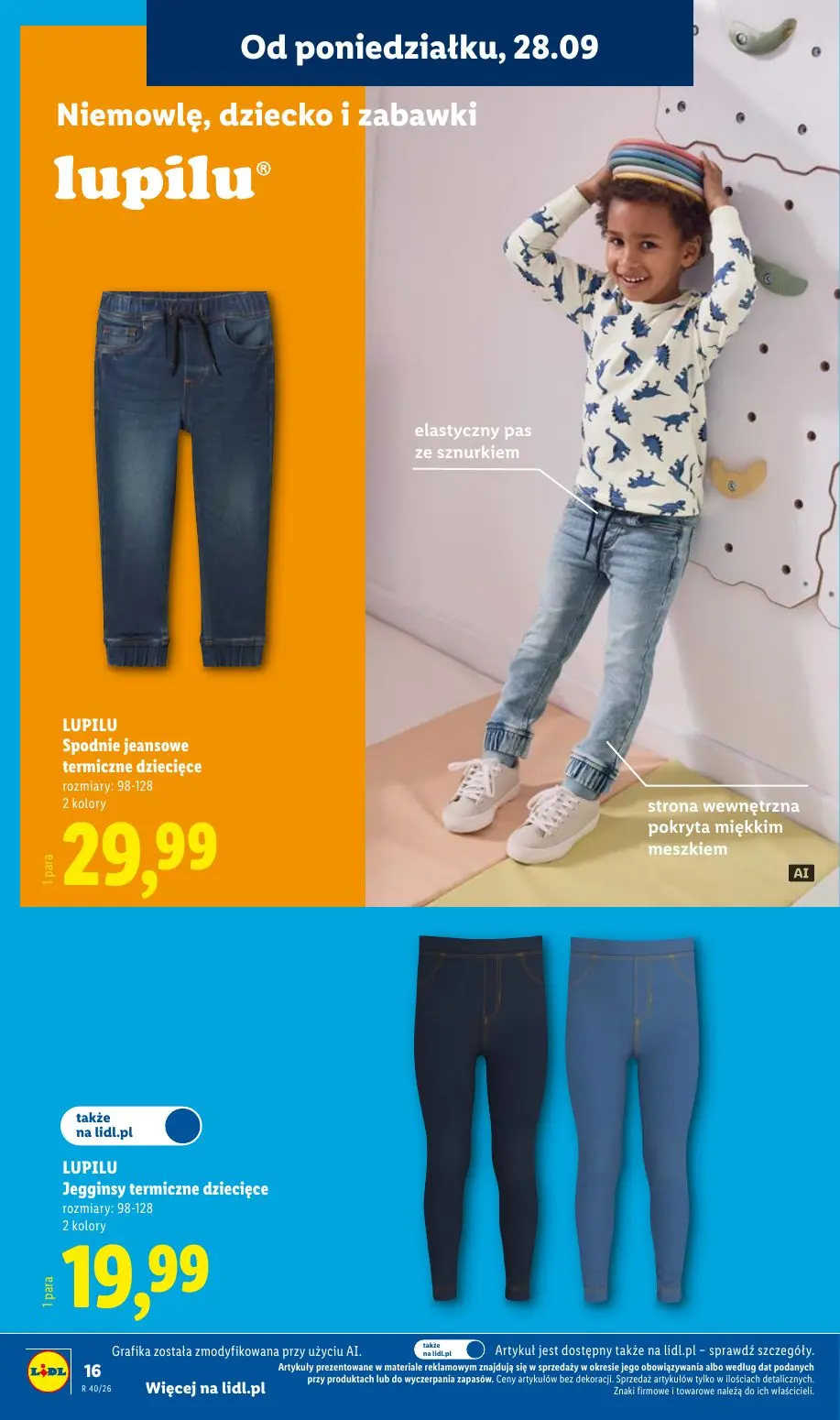 Lidl gazetka, strona 20 z 58 — LUPILU Spodnie jeansowe termiczne dziecięce, LUPILU Jegginsy termiczne dziecięce