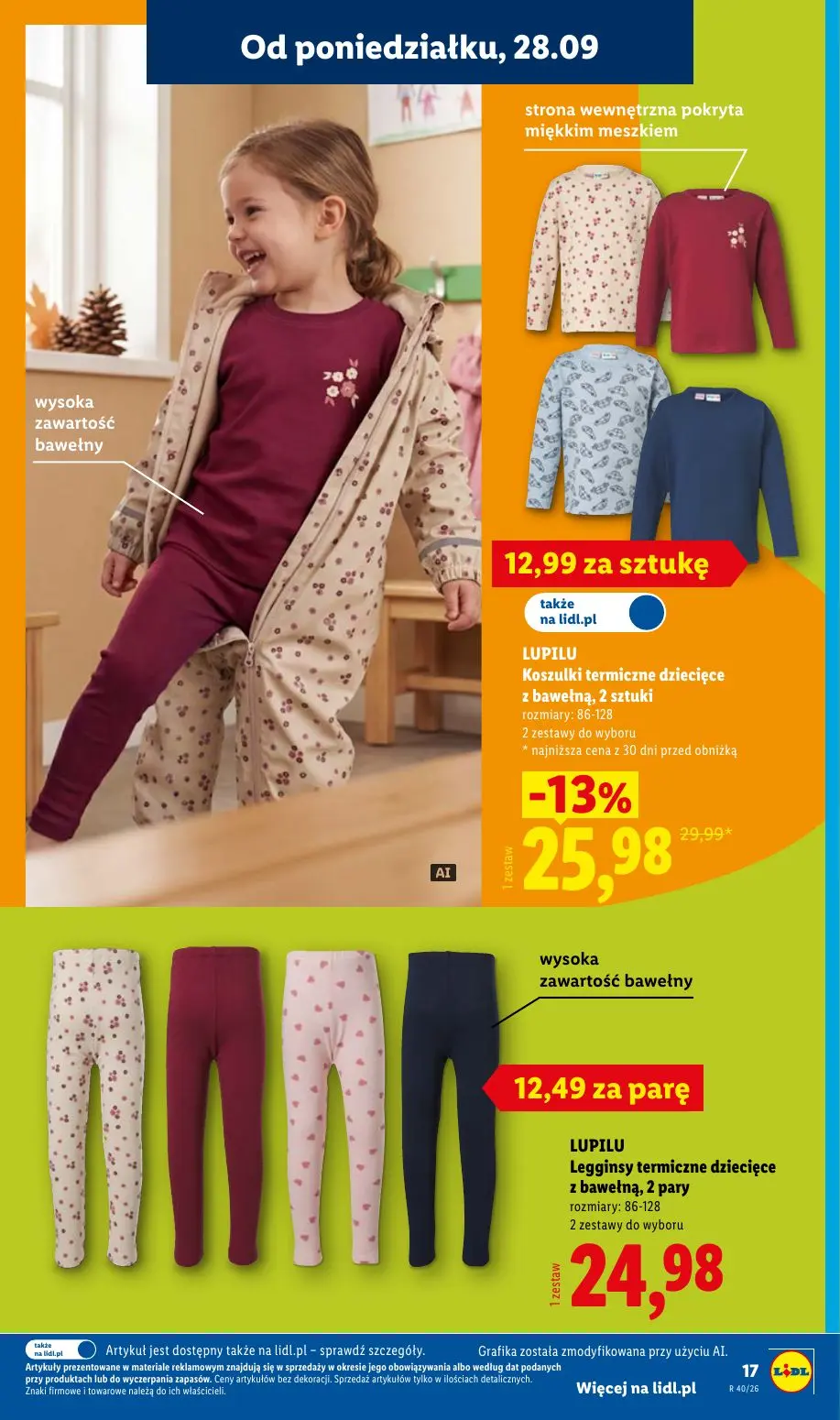 Lidl gazetka, strona 21 z 58 — Koszulki termiczne dziecięce z bawełną, 2 sztuki, Legginsy termiczne dziecięce z bawełną, 2 p…