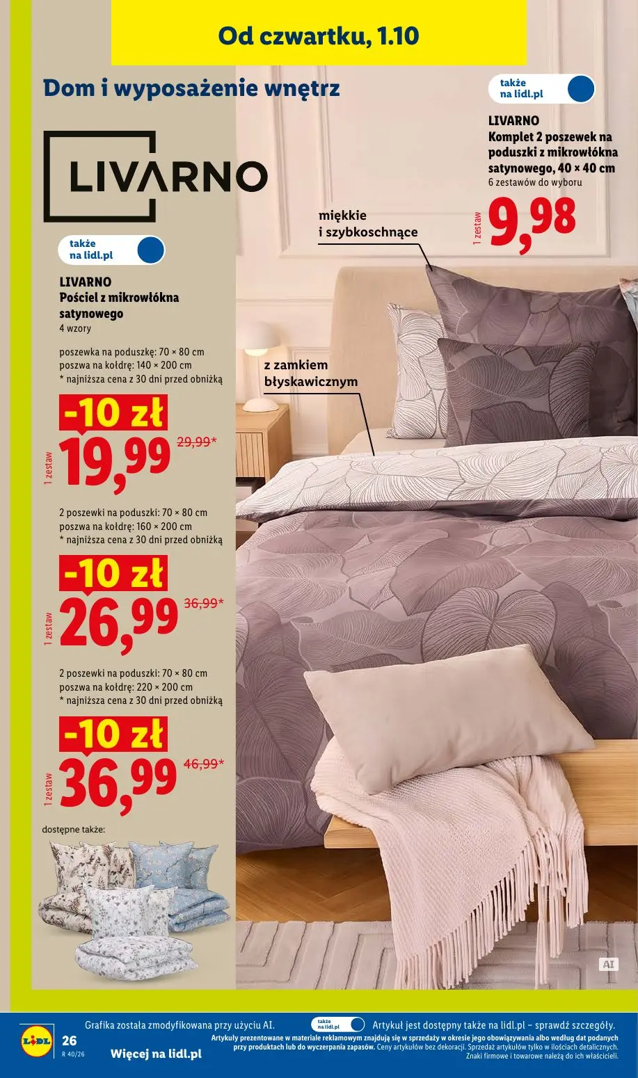 Lidl gazetka, strona 34 z 58 — LIVARNO Pościel z mikrowłókna satynowego, LIVARNO Pościel z mikrowłókna satynowego, LIVARNO P…