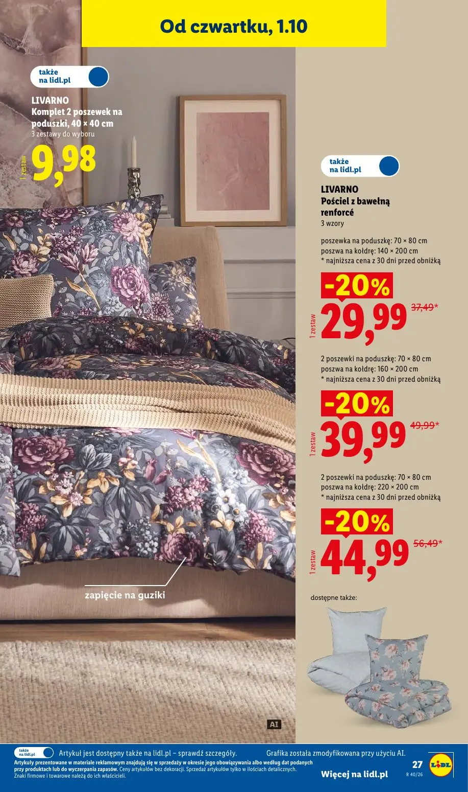Lidl gazetka, strona 35 z 58 — LIVARNO Pościel z bawełną renforcé 2 poszewki na poduszkę: 70 x 80 cm poszwa na kołdrę: 220 x…