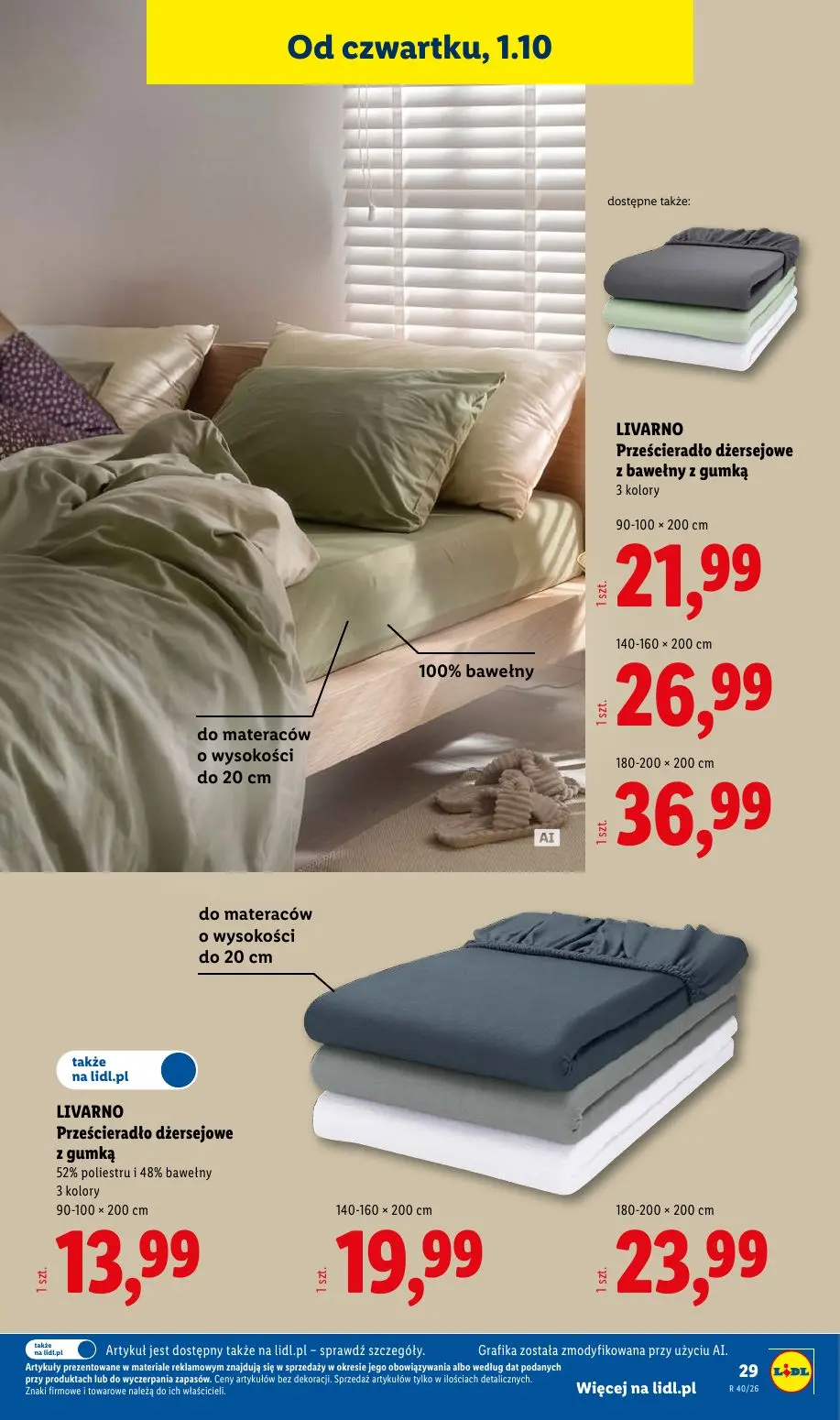 Lidl gazetka, strona 37 z 58 — Prześcieradło dżersejowe z bawełny z gumką, Prześcieradło dżersejowe z gumką
