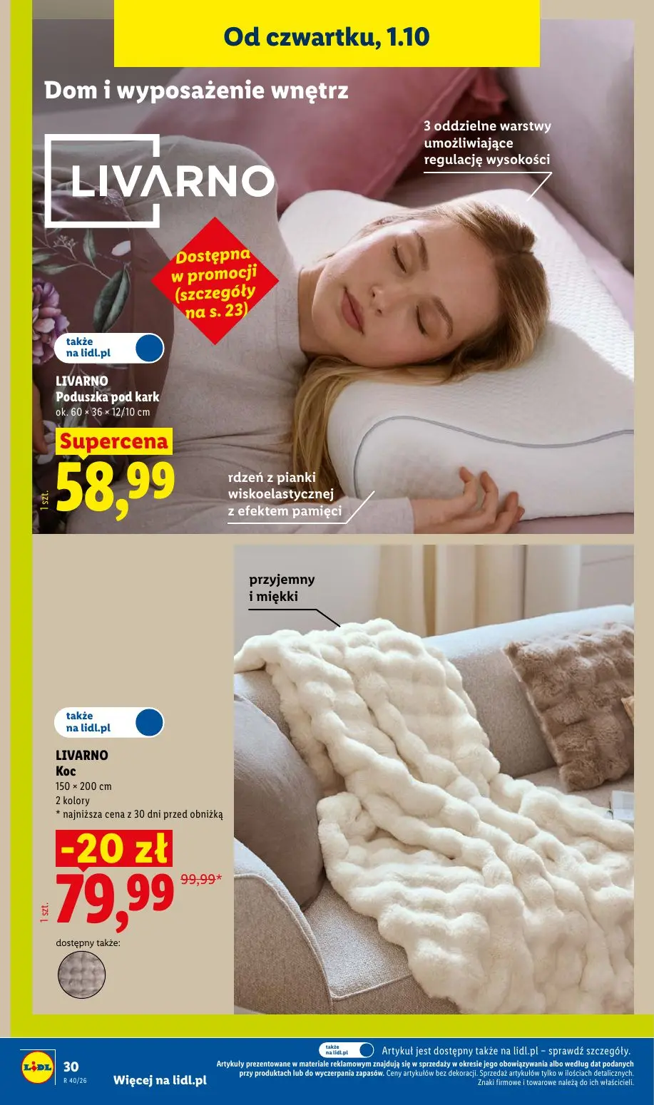 Lidl gazetka, strona 38 z 58 — LIVARNO Koc, LIVARNO Poduszka pod kark
