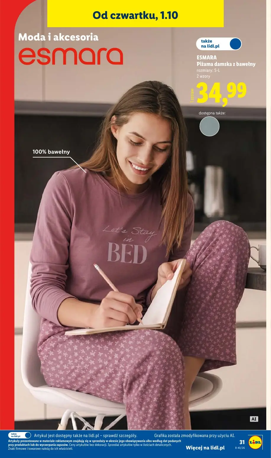 Lidl gazetka, strona 39 z 58 — ESMARA Piżama damska z bawełny