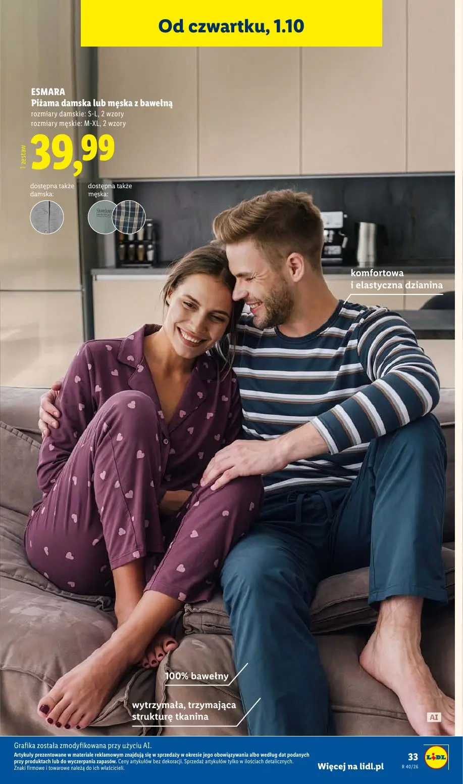 Lidl gazetka, strona 41 z 58 — ESMARA Piżama damska lub męska z bawełną