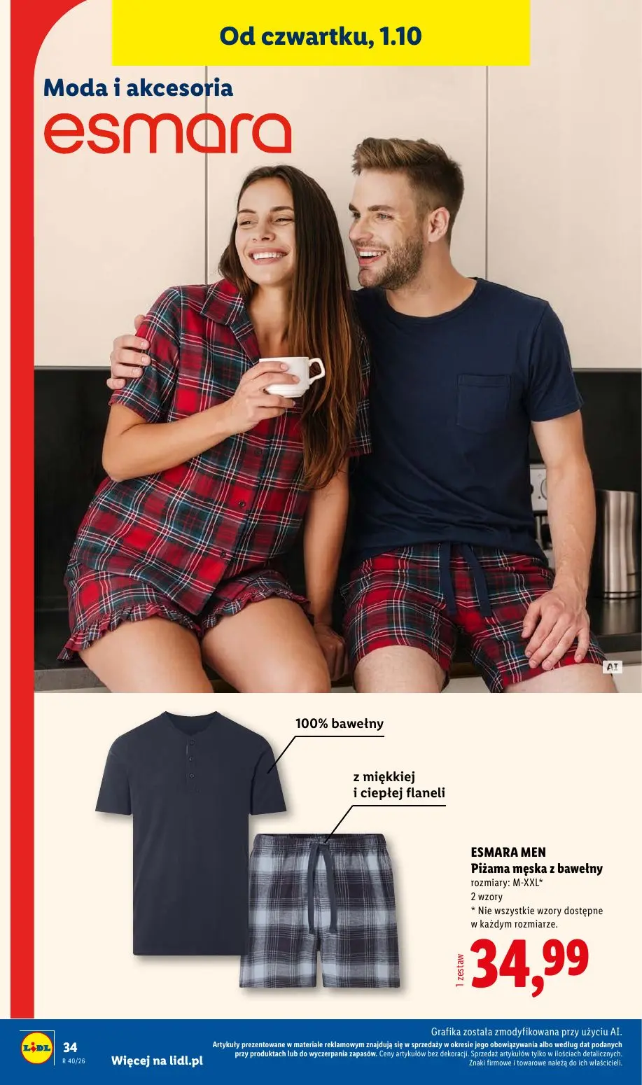Lidl gazetka, strona 42 z 58 — ESMARA MEN Piżama męska z bawełny