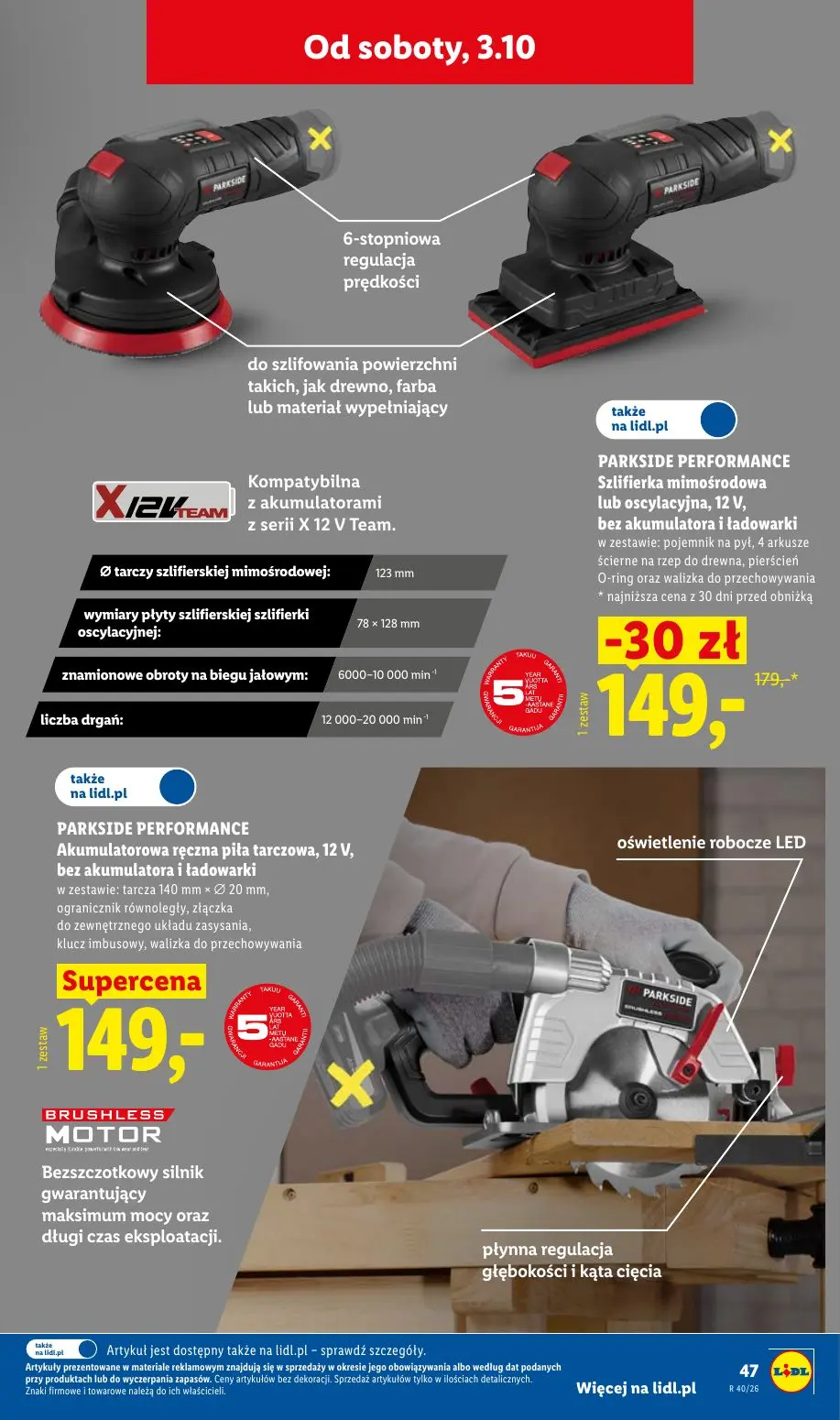 Lidl gazetka, strona 55 z 58 — PARKSIDE PERFORMANCE Szlifierka mimośrodowa lub oscylacyjna, 12 V, bez akumulatora i ładowark…