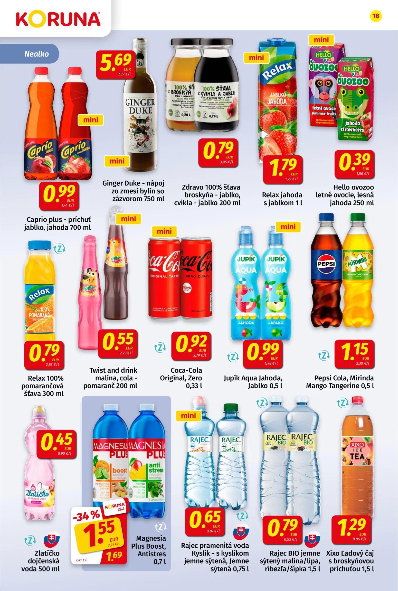 Koruna leták, strana 18 z 24 — Magnesia Plus Boost, Antistres, Caprioplus - príchuť jablko, jahoda, Ginger Duke - nápoj zo z…