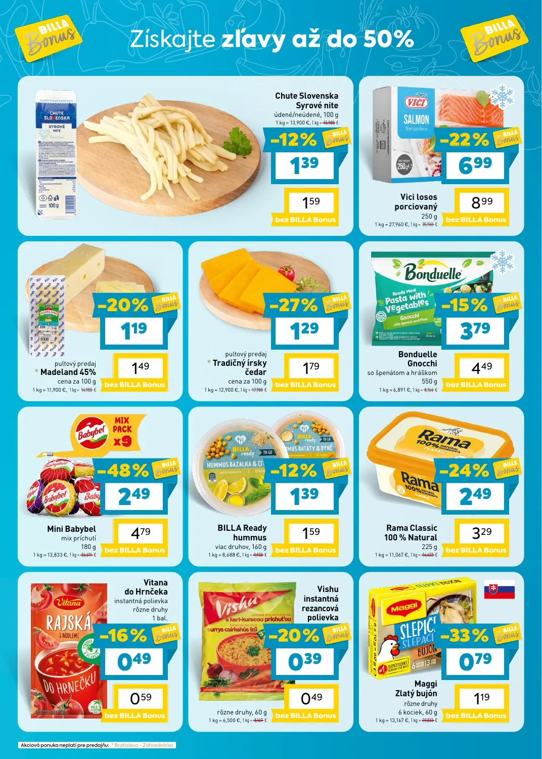 Billa leták, strana 3 z 8 — Mini Babybel mix príchutí, Vici losos porciovaný, Rama Classic 100% Natural