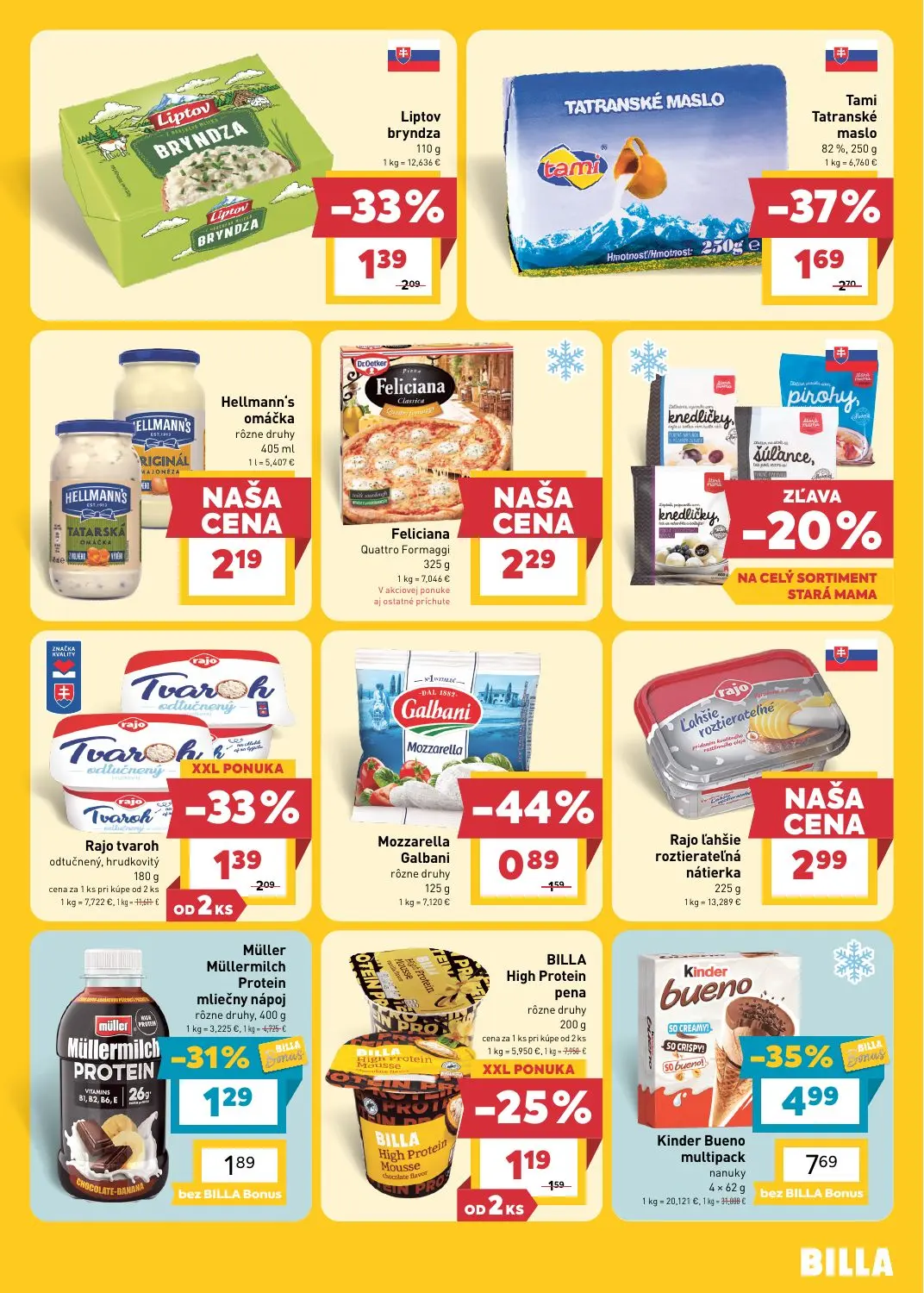 Billa leták, strana 7 z 25 — Kinder Bueno multipack nanuky, Tami Tatranské maslo, Liptov bryndza