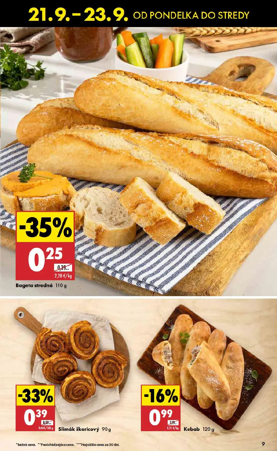 Biedronka leták, strana 9 z 11 — Slimák škoricový, Kebab, Bageta stredná