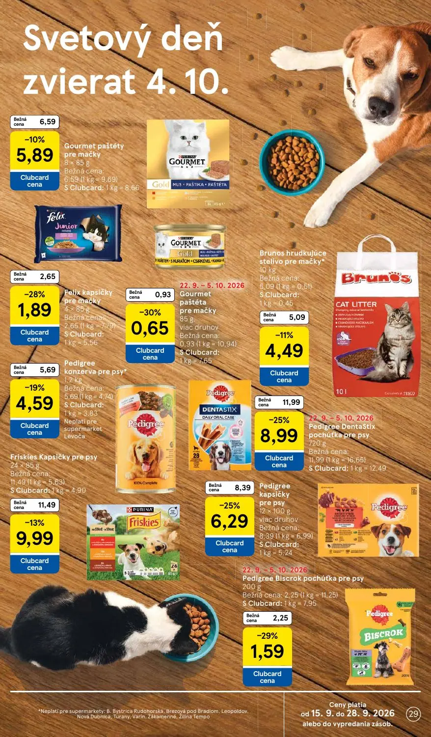 Tesco Supermarket leták, strana 29 z 32 — Pedigree DentaStix pochúťka pre psy, Pedigree kapsičky pre psy, Friskies Kapsičky …