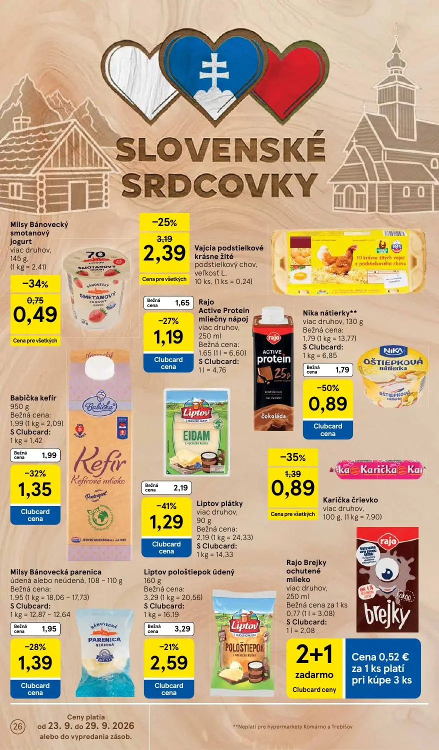 Tesco leták, strana 26 z 48 — Nika nátierky, Liptov plátky viac druhov, Vajcia podstielkové krásne žlté podstielkový chov, v…