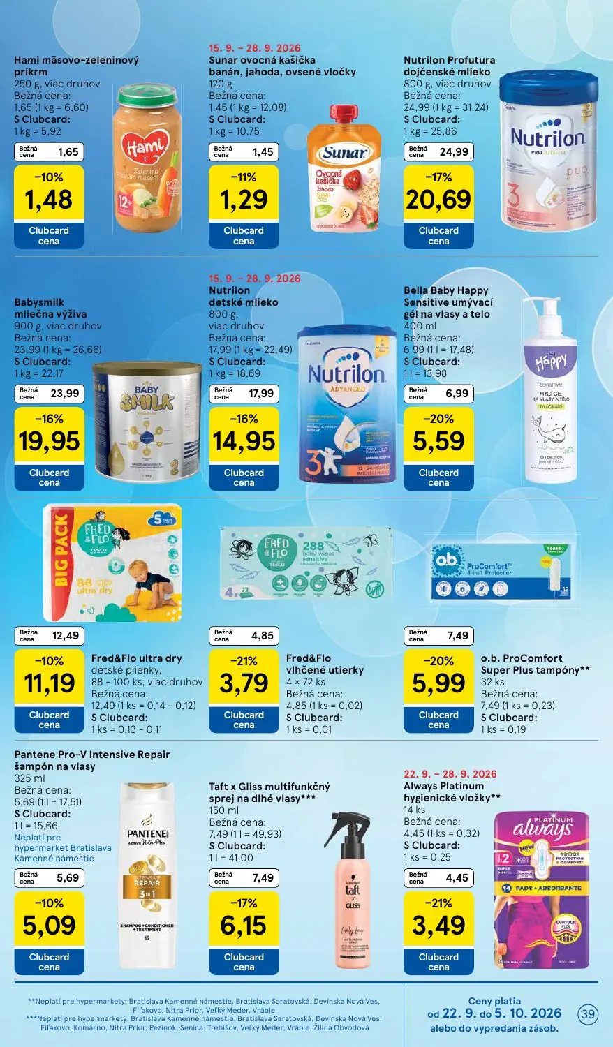 Tesco leták, strana 39 z 48 — Nutrilon Profutura dojčenské mlieko, Babysmilk mliečna výživa, Nutrilon detské mlieko
