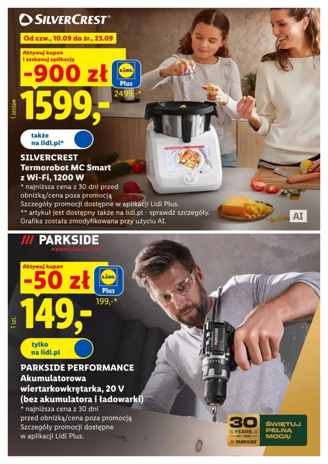 Lidl gazetka, strona 19 z 26 — SILVERCREST Termorobot MC Smart z Wi-Fi, 1200 W, PARKSIDE PERFORMANCE Akumulatorowa wiertarko…