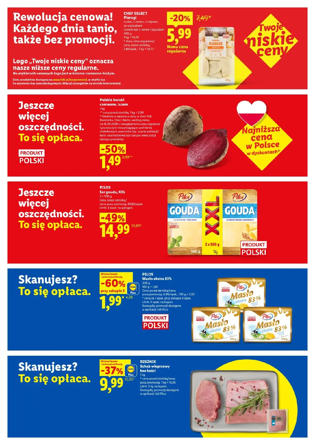 Lidl gazetka, strona 22 z 26 — PILOS Ser gouda, XXL, RZEŹNIK Schab wieprzowy bez kości, PILOS Masło ekstra 83%
