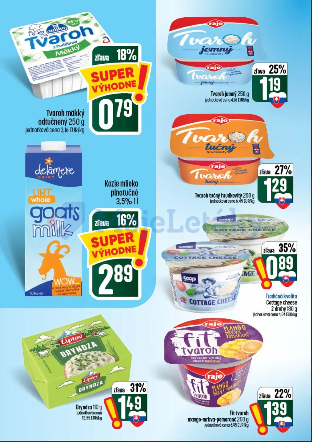 Coop Tempo leták, strana 22 z 60 — Bryndza, Kozie mlieko plnotučné, Tvaroh tučný hrudkovitý