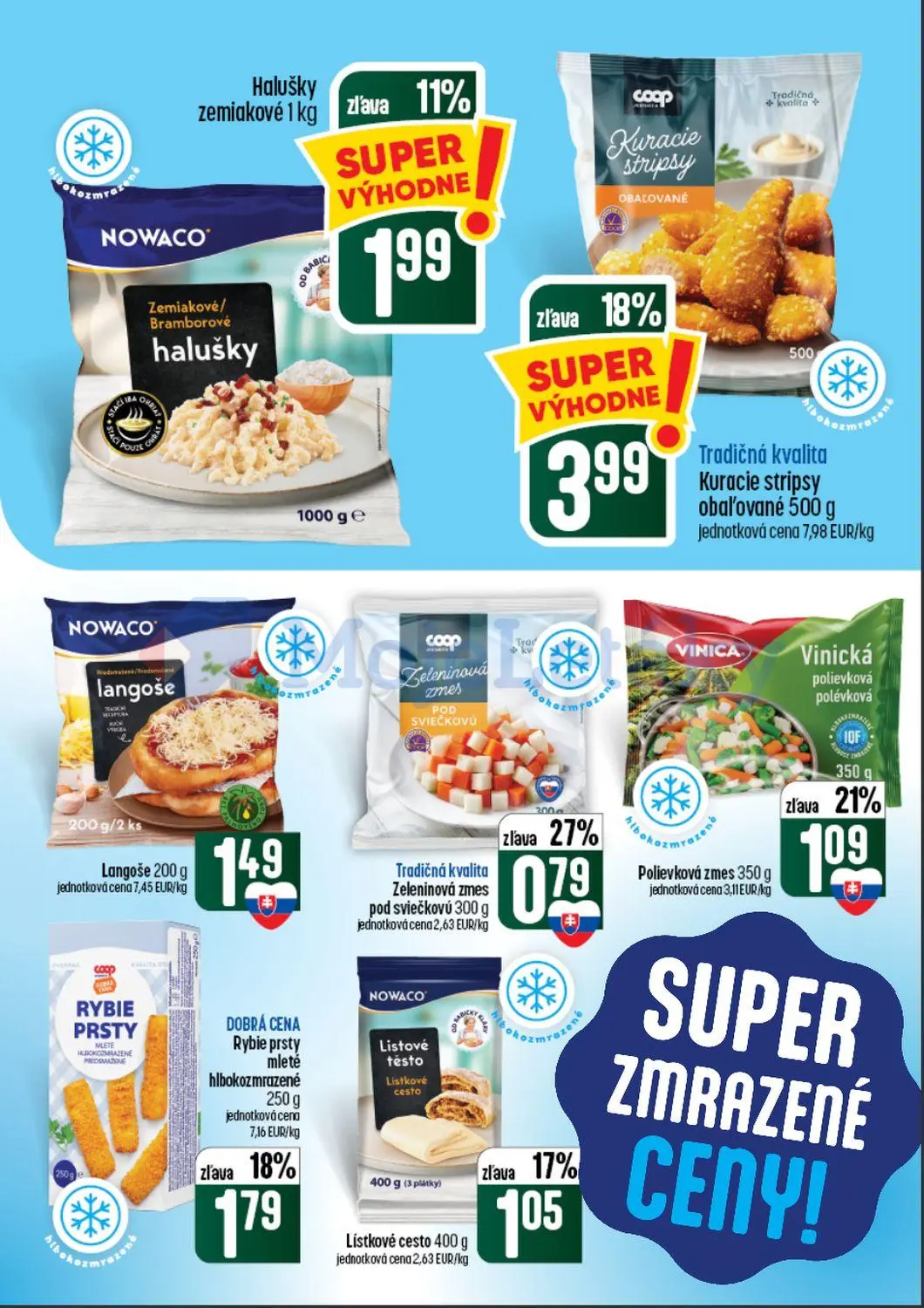 Coop Tempo leták, strana 27 z 60 — Kuracie stripsy obaľované, Rybie prsty mleté hlbokozmrazené, Zeleninová zmes pod sviečkovú