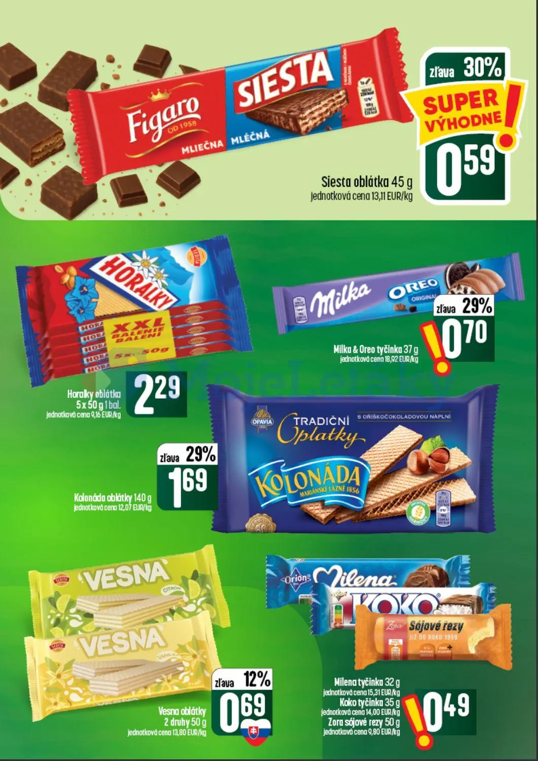 Coop Tempo leták, strana 37 z 60 — Kolonáda oblátky, Milka & Oreo tyčinka, Siesta oblátka