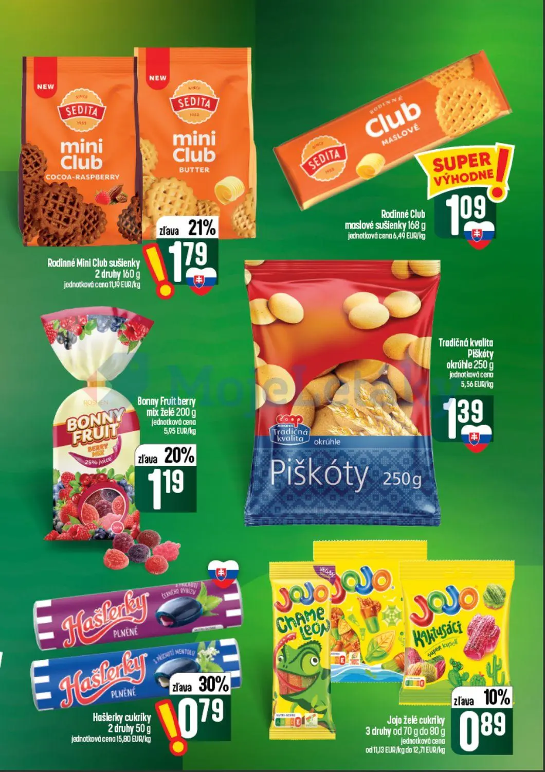 Coop Tempo leták, strana 39 z 60 — Rodinné Mini Club sušienky, Hašlerky cukríky, Bonny Fruit berry mix želé