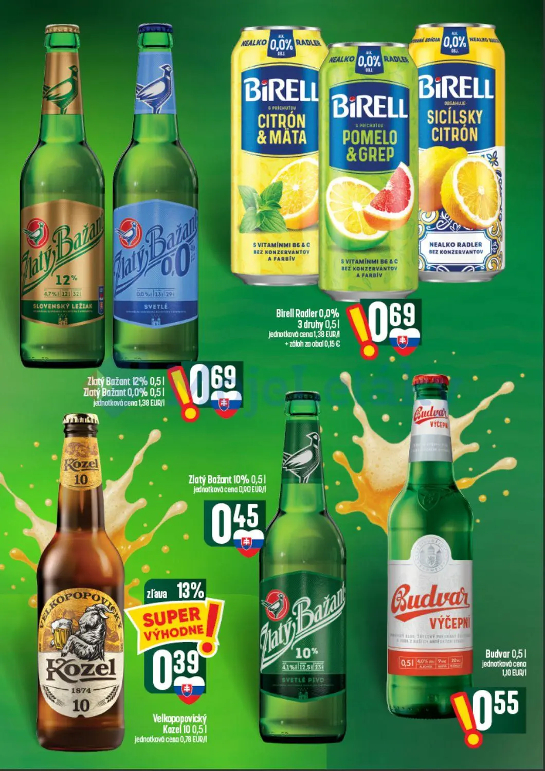 Coop Tempo leták, strana 47 z 60 — Velkopopovický Kozel 10, Zlatý Bažant 12%, Zlatý Bažant 0,0%