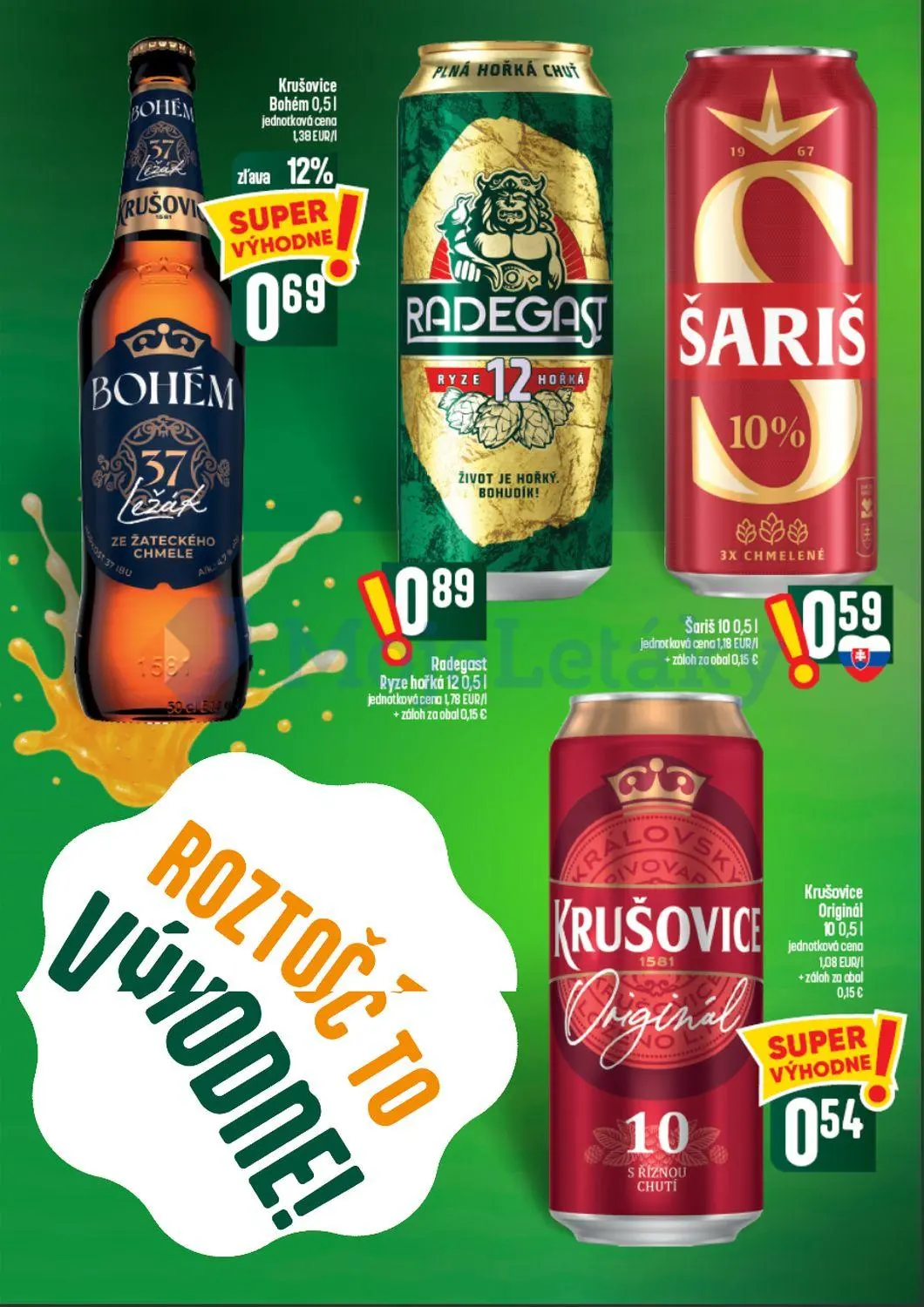 Coop Tempo leták, strana 48 z 60 — Krušovice Bohém, Radegast Ryze hořká 12, Šariš 10