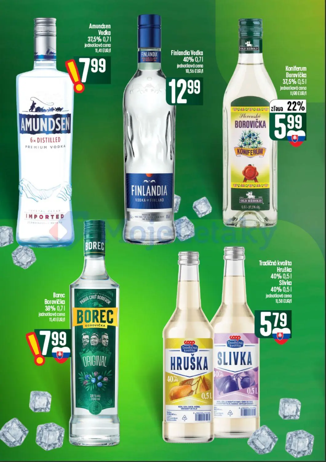Coop Tempo leták, strana 50 z 60 — Koniferum Borovička, Amundsen Vodka, Finlandia Vodka