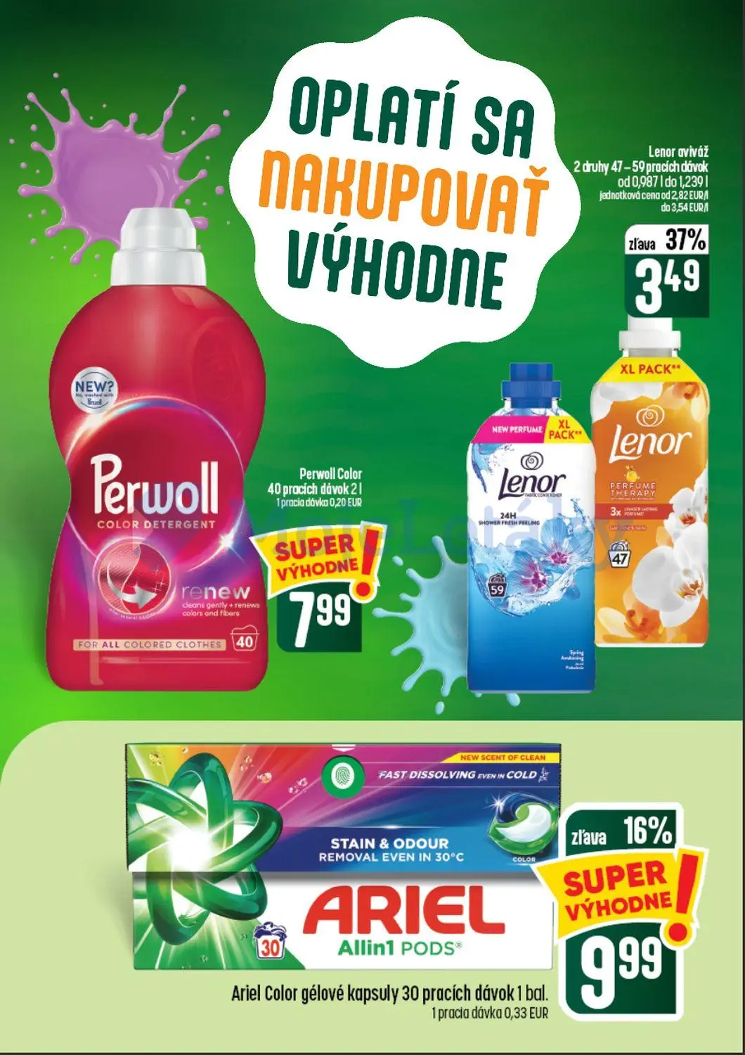 Coop Tempo leták, strana 53 z 60 — Lenor aviváž, Ariel Color gélové kapsuly, Perwoll Color