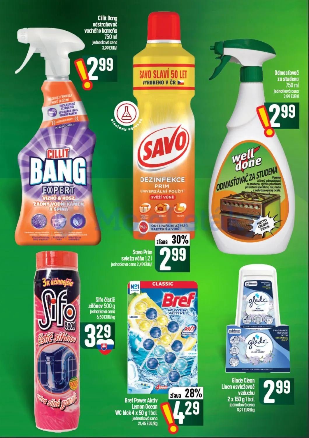 Coop Tempo leták, strana 54 z 60 — Bref Power Aktiv Lemon Ocean WC blok, Savo Prim svieža vôňa, Cillit Bang odstraňovač vodn…