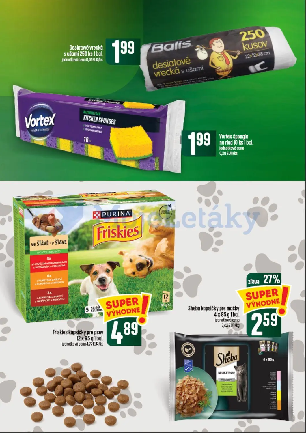 Coop Tempo leták, strana 57 z 60 — Sheba kapsičky pre mačky, Desiatové vrecká s ušami, Vortex špongia na riad