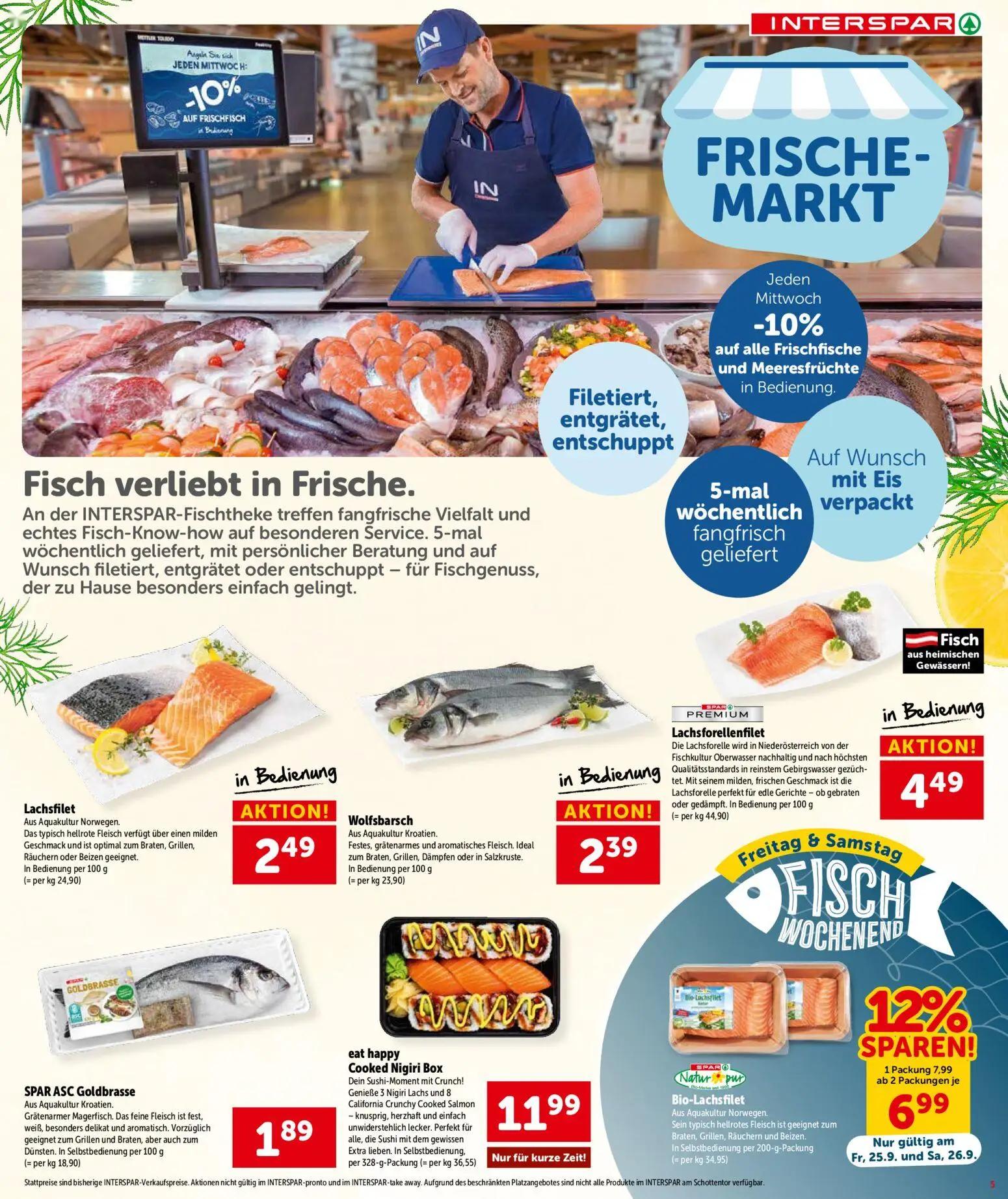 Interspar Prospekt, Seite 5 von 24 — Bio-Lachsfilet, Lachsfilet, Wolfsbarsch