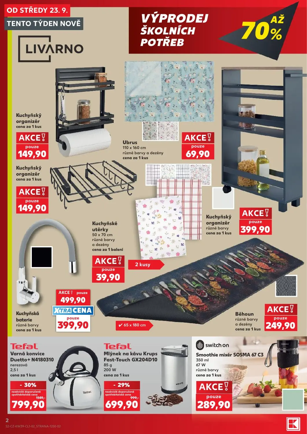 Kaufland leták, strana 2 z 14 — Tefal Varná konvice Duetto+ N4180310 nerezová, Tefal Mlýnek na kávu Krups Fast-Touch GX204D1…