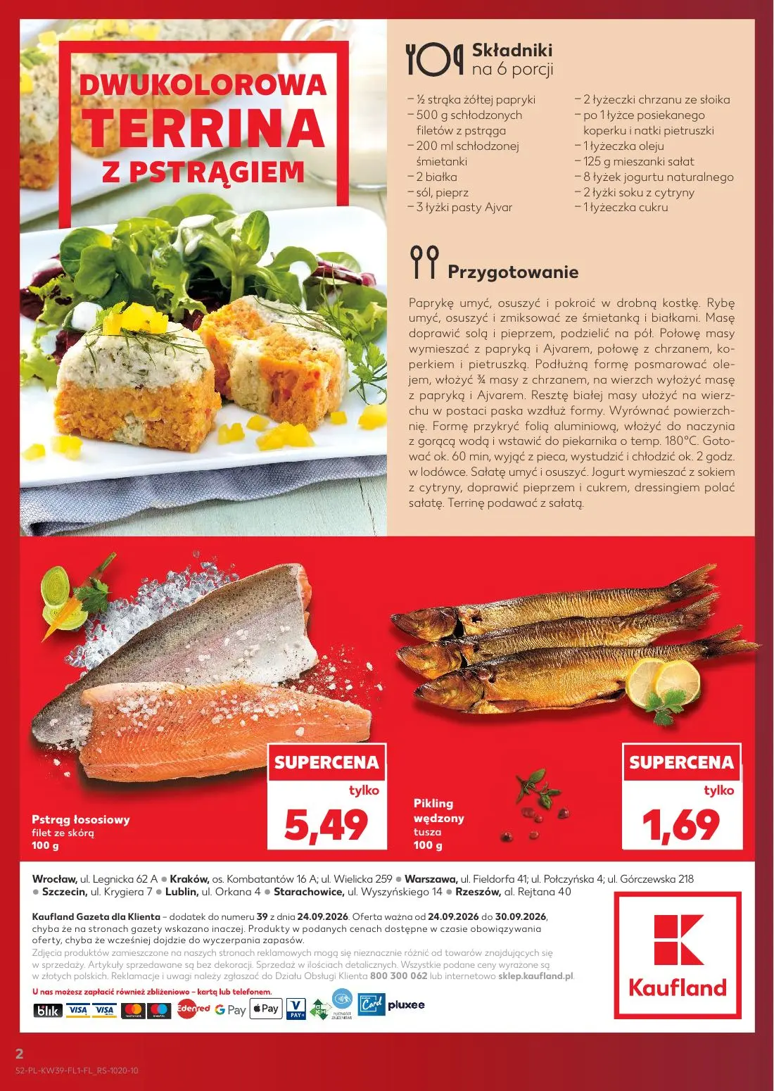 Kaufland gazetka, strona 2 z 2 — Pstrąg łososiowy filet ze skórą, Pikling wędzony tusza