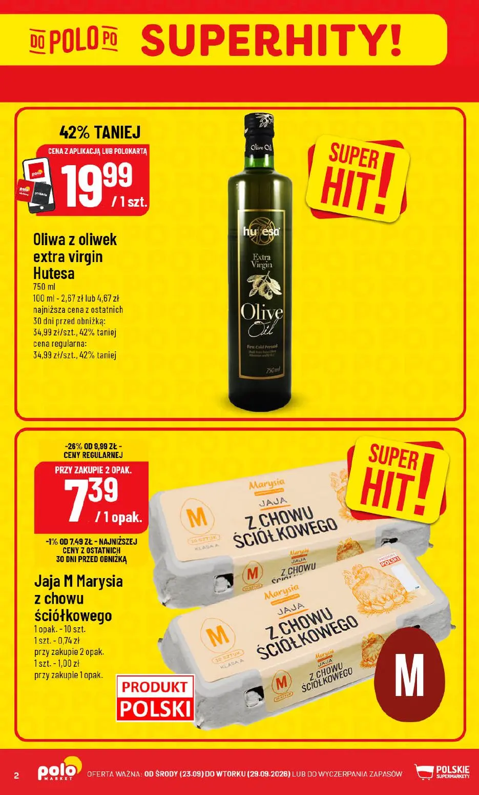 POLOmarket gazetka, strona 2 z 76 — Oliwa z oliwek extra virgin Hutesa, Jaja M Marysia z chowu ściółkowego