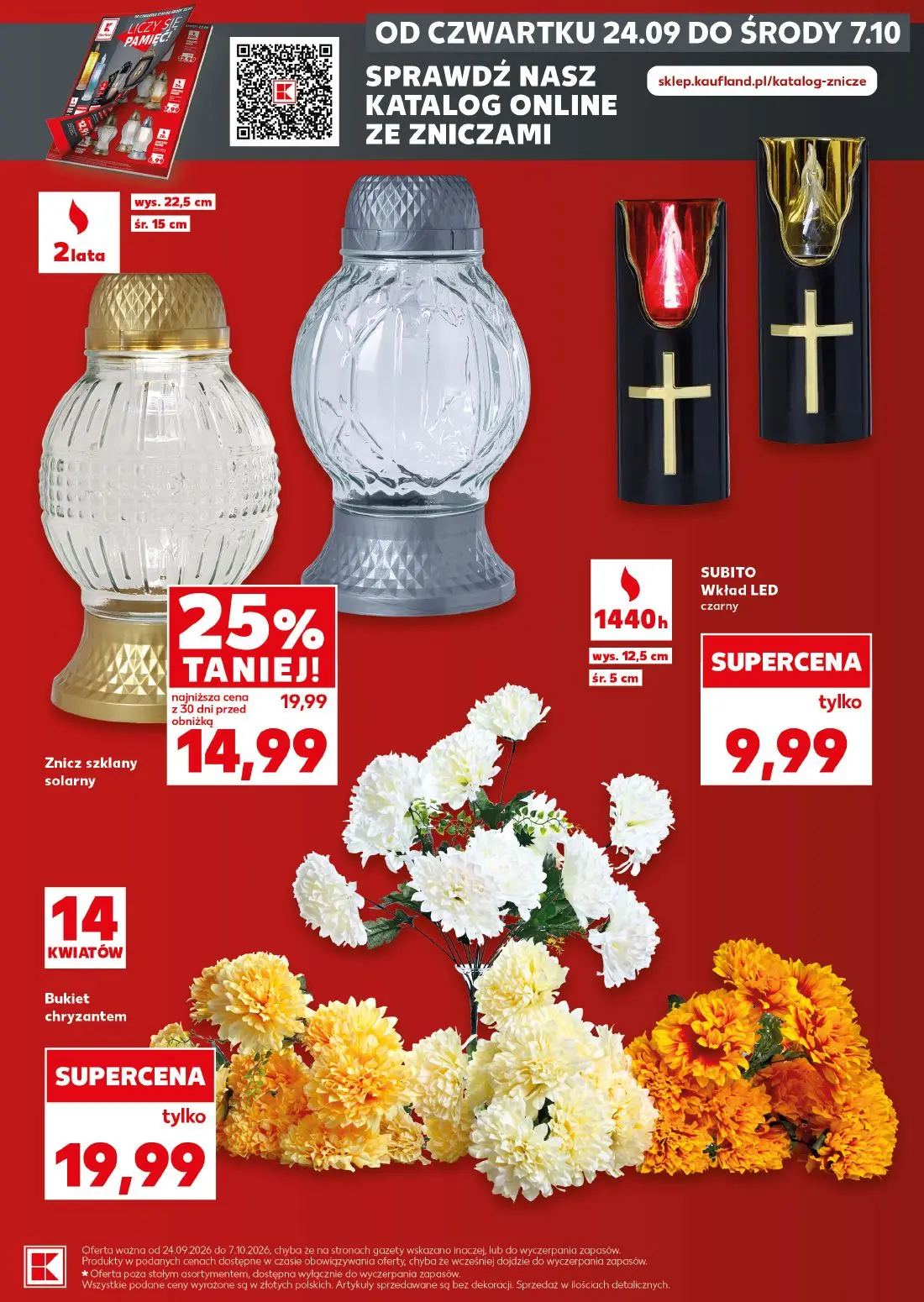 Kaufland gazetka, strona 3 z 16 — Znicz szklany solarny, SUBITO Wkład LED czarny, Bukiet chryzantem