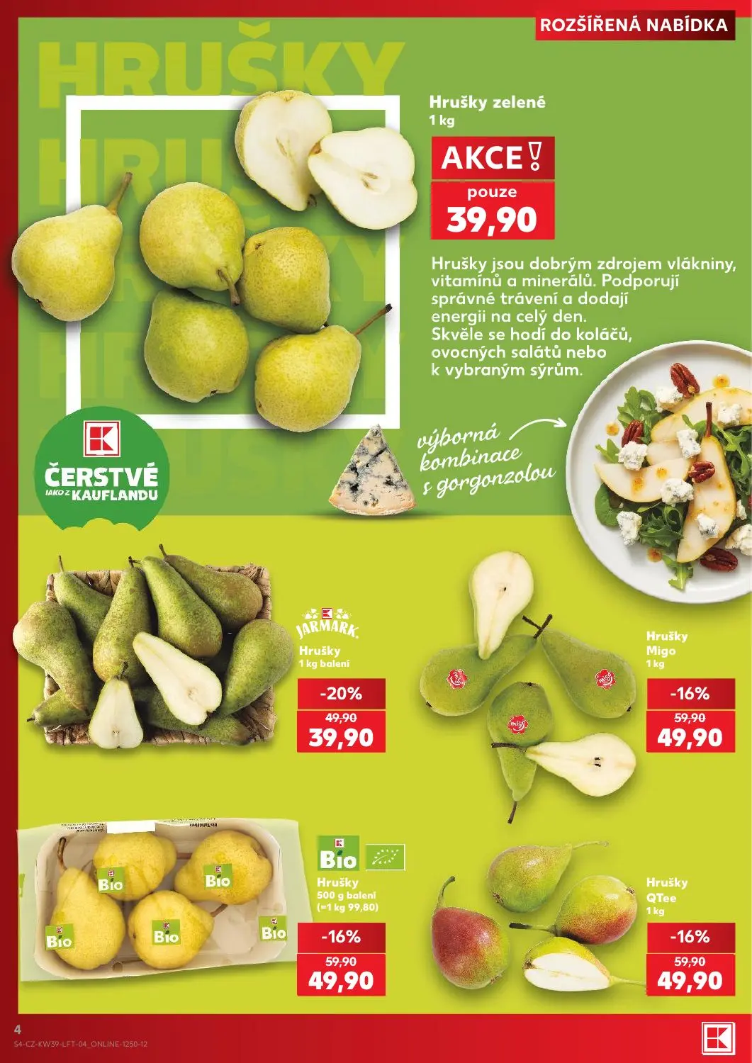 Kaufland leták, strana 4 z 54 — Hrušky, Hrušky Migo, Hrušky