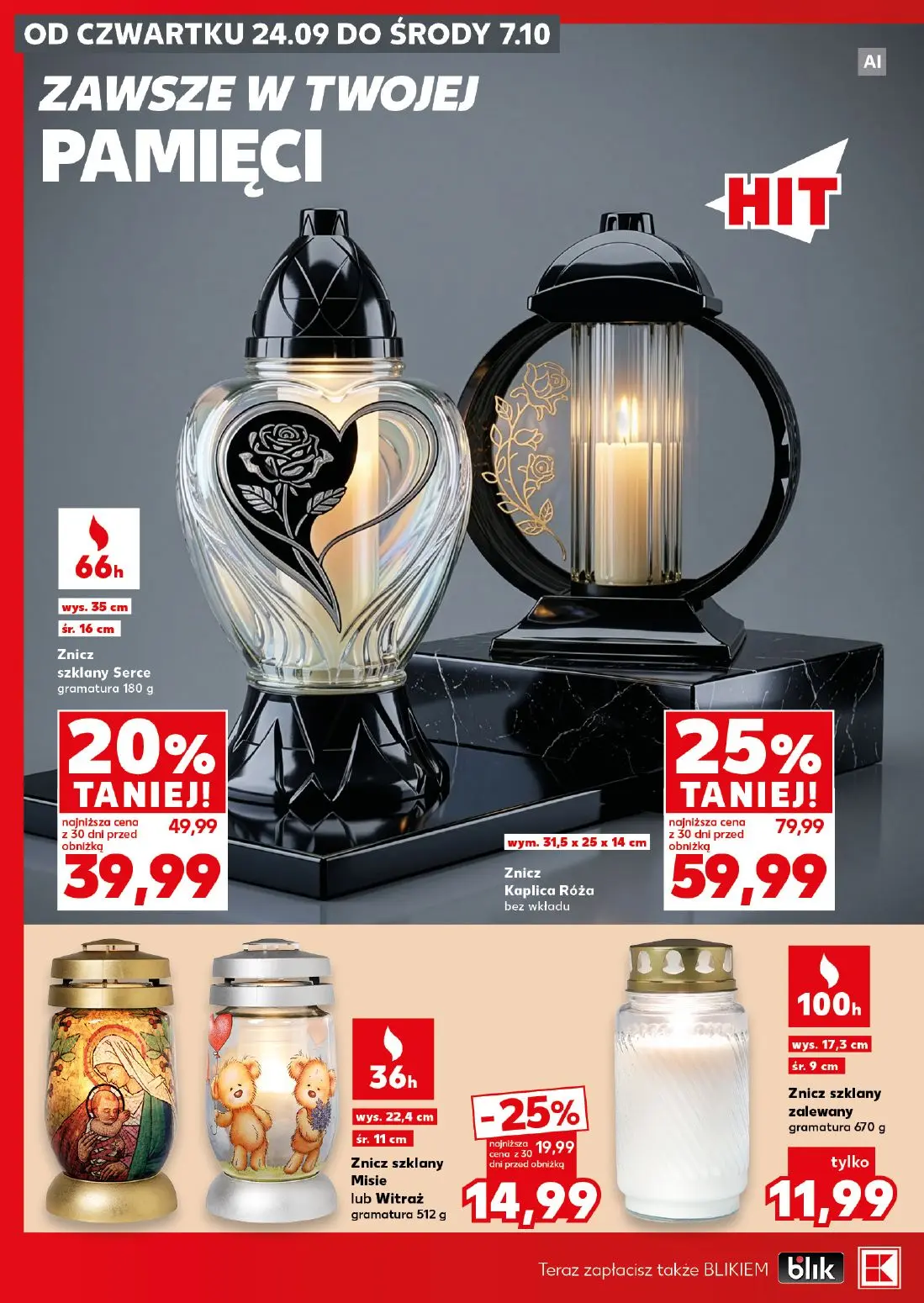 Kaufland gazetka, strona 4 z 16 — Znicz Kaplica Róża, Znicz szklany Serce, Znicz szklany Misie lub Witraż