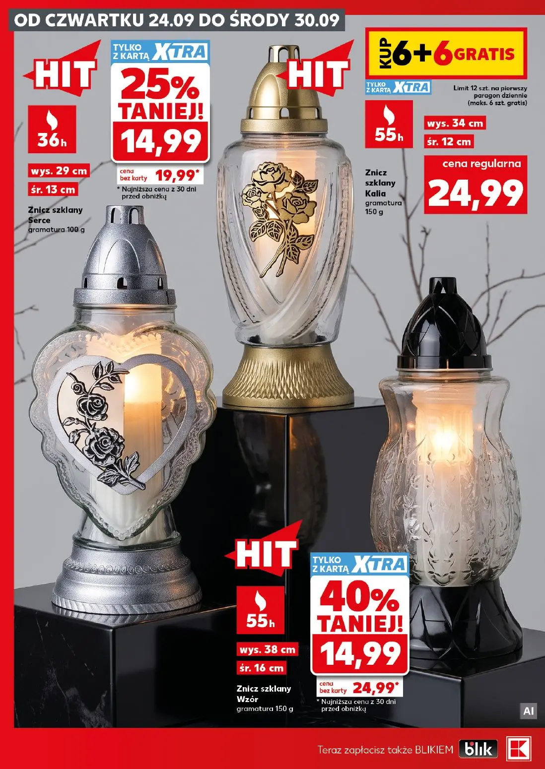 Kaufland gazetka, strona 4 z 20 — Znicz szklany Wzór, Znicz szklany Serce, Znicz szklany Kalia