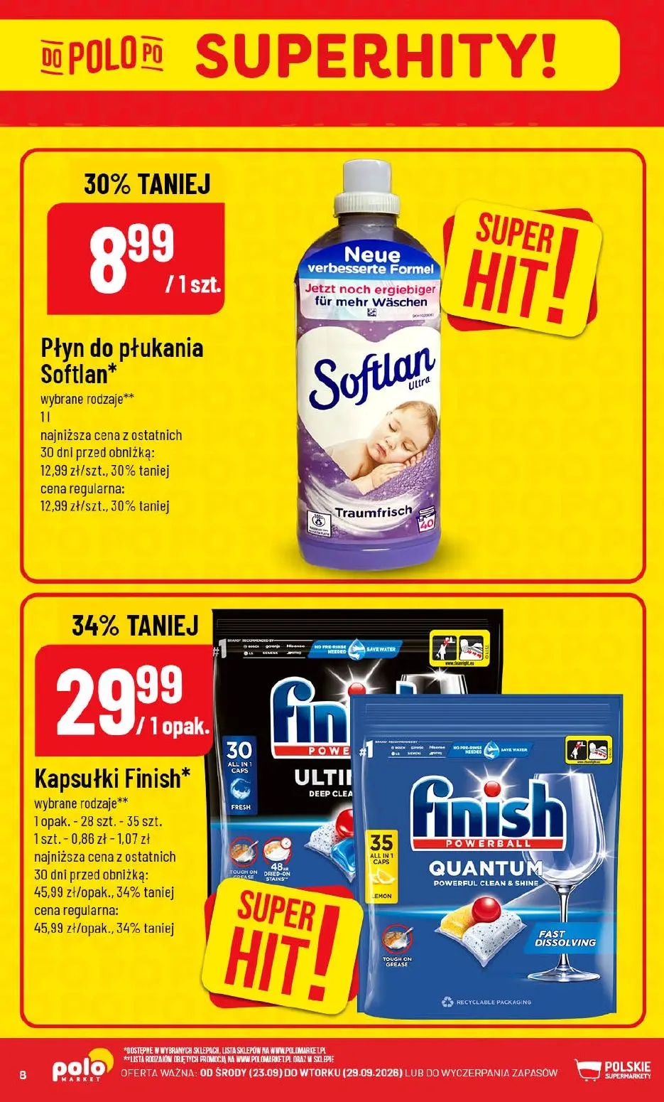 POLOmarket gazetka, strona 8 z 76 — Kapsułki Finish, Płyn do płukania Softlan