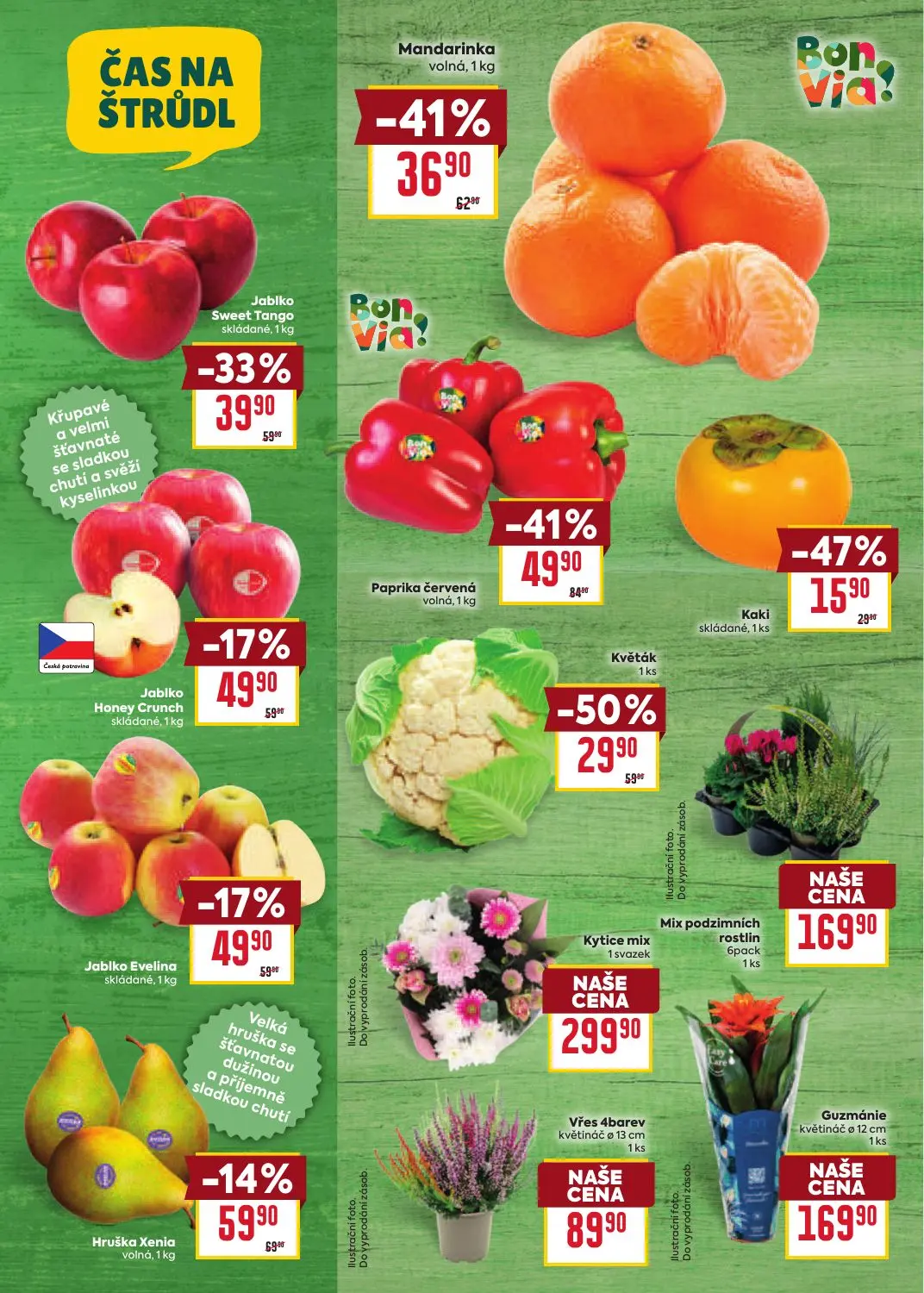 Billa leták, strana 9 z 41 — Paprika červená, Květák, Mandarinka